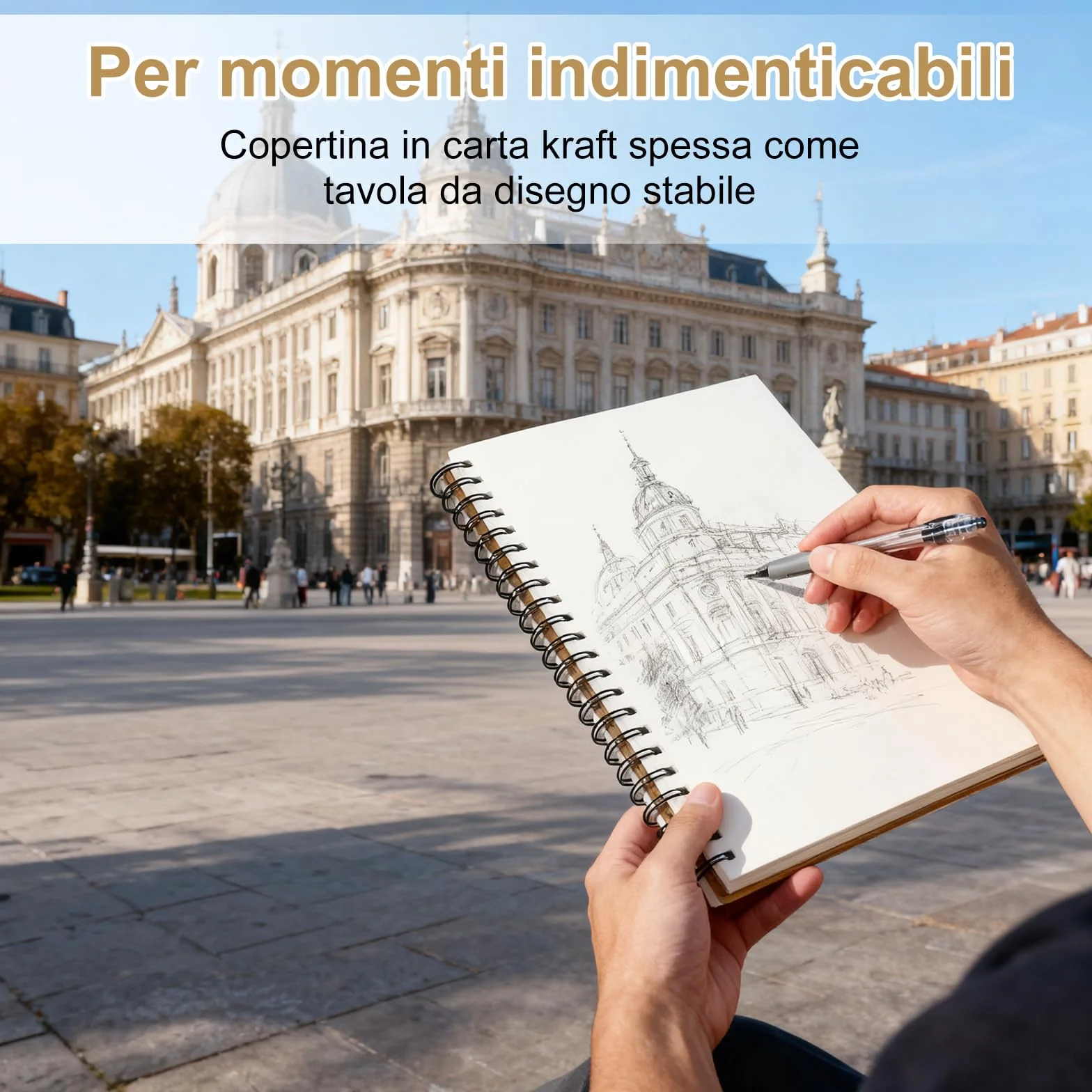 60 Fogli 120 Pagine Blocco per Schizzi A4 con Rilegatura a Spirale, Carta 160 g/m², Copertina Rigida, Album da Disegno A4 Sketchbook, Quaderno Artistico per Bambini e Professionisti, Illustrazioni