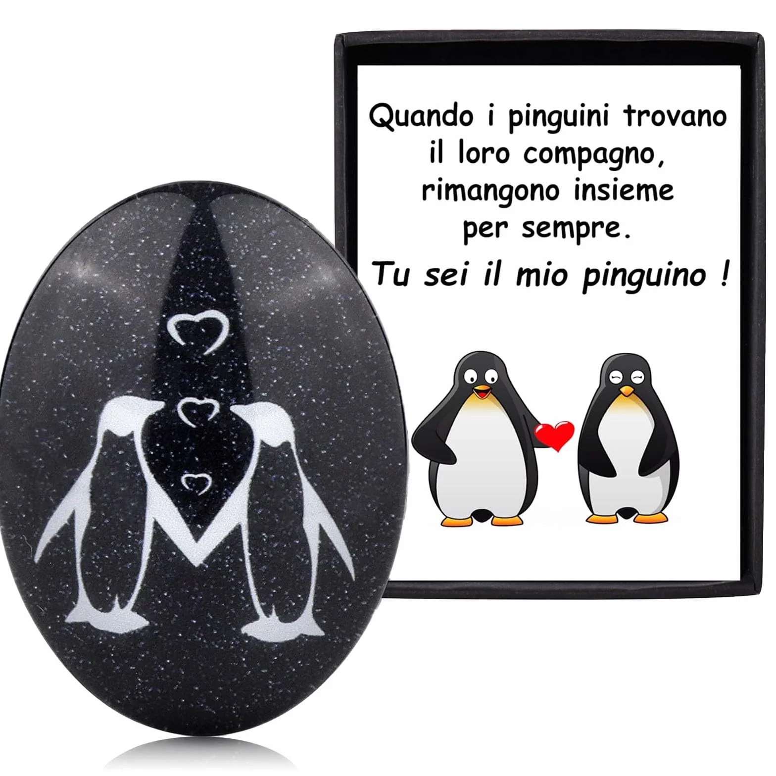 Pinguino Pietra Regali Coppia Anniversario Matrimonio San Valentino Compleanno Natale