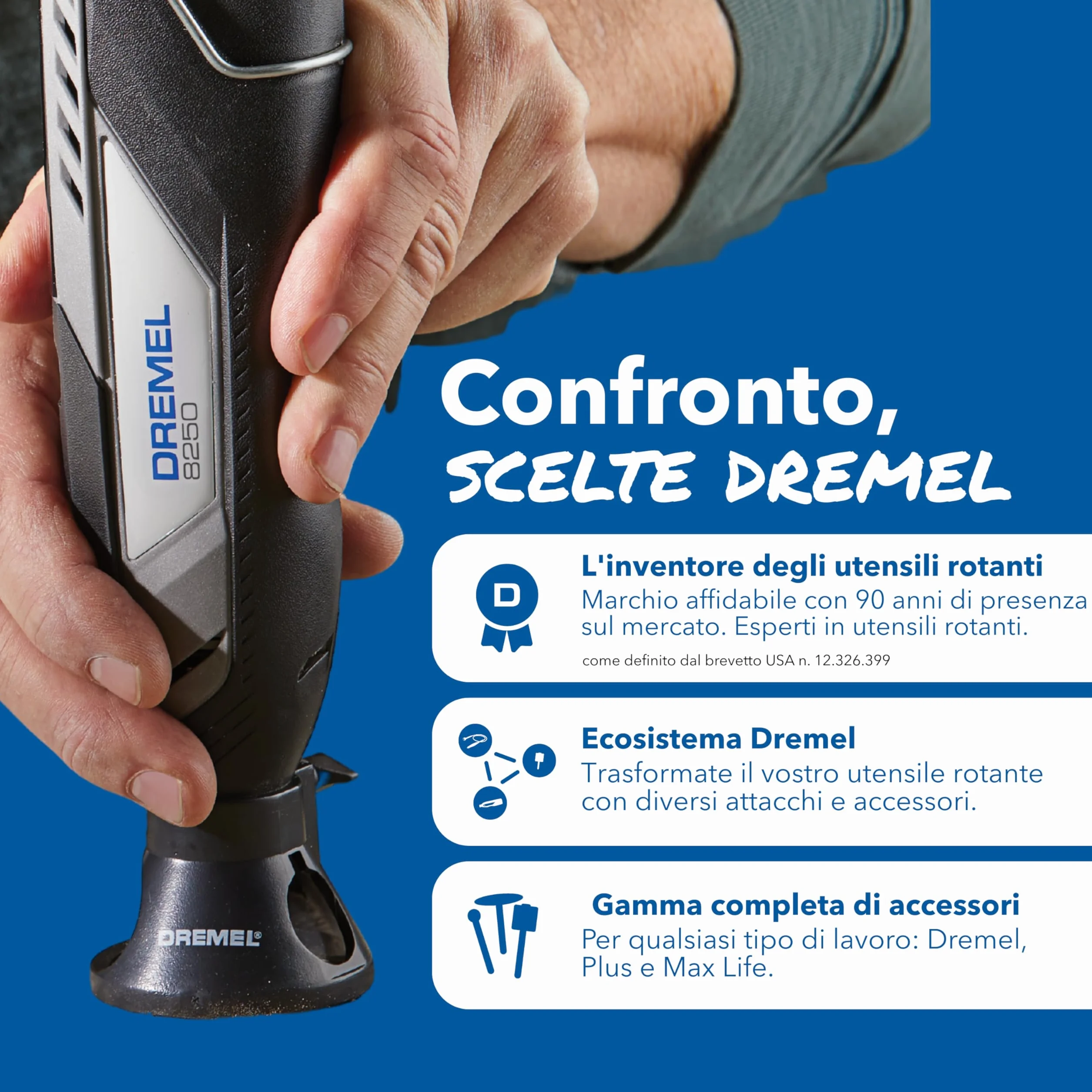 Dremel 8250 Multifunzione Rotativo Senza Fili 12V Brushless 5.000-30.000 giri/min con 65 Accessori e 2 Batterie