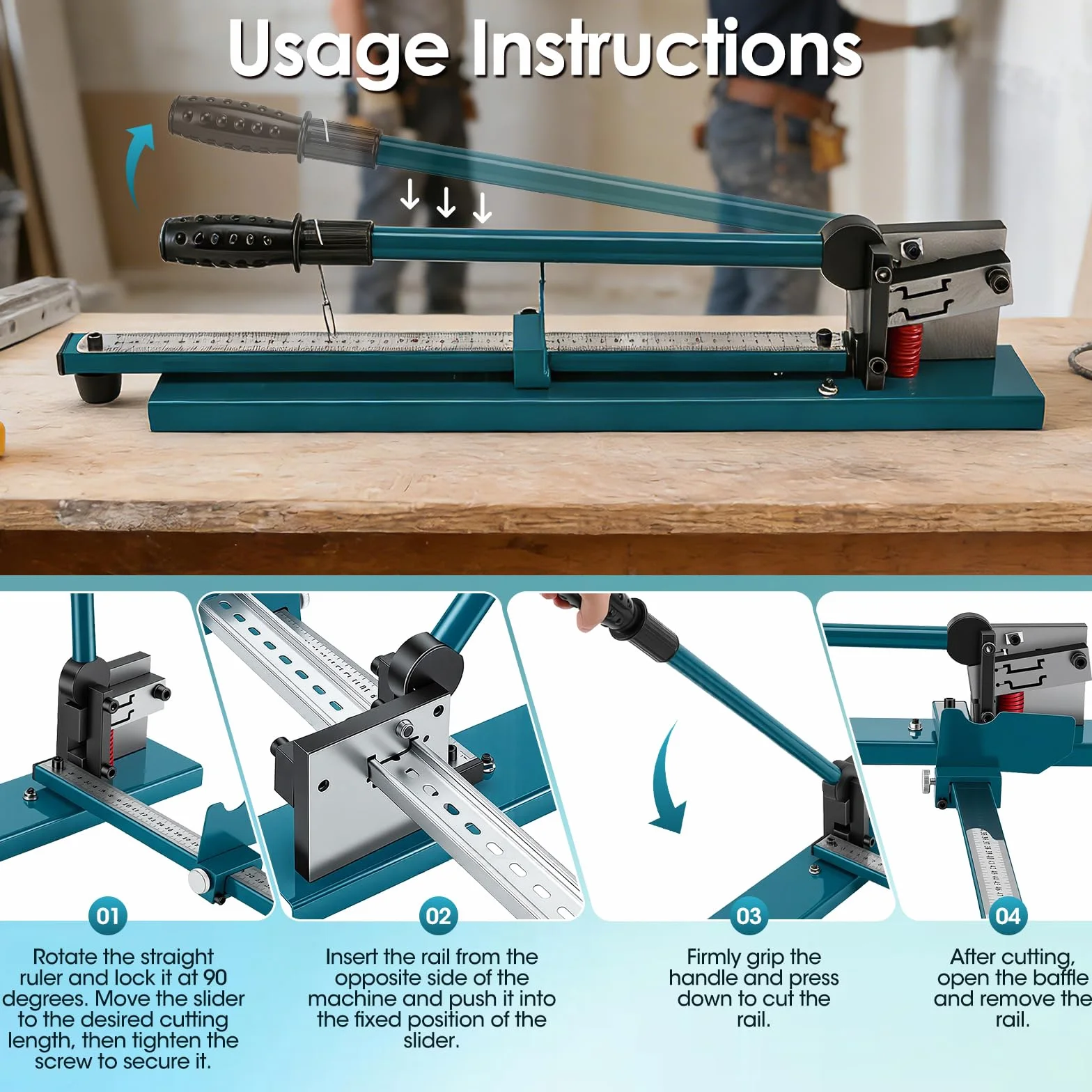 Taglierina Per Rotaie, Taglierina Guide Din A Doppia Scanalatura Utensile Manuale Il Taglio Guide Din Con Righello Misurazione Guide In Acciaio/Alluminio/Ferro 35Mm Strumento Taglio Piastre Canaline