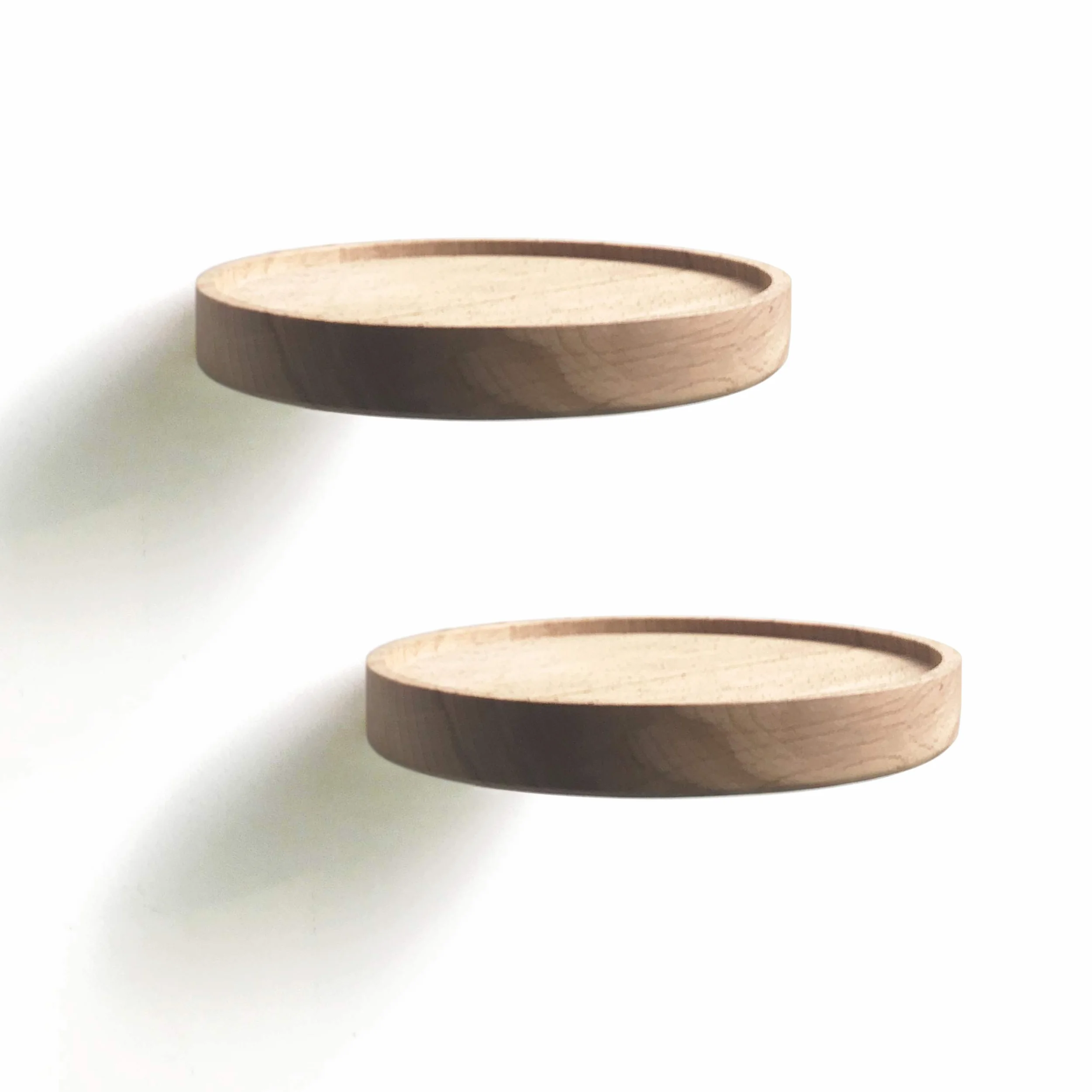 Coracle - Scaffali da Parete Rotondi galleggianti, Decorazione per Pannelli di Legno, per Foto, Piante, Candela, Esposizione, Design Moderno, Confezione da 2 (Diametro Ø15 cm)