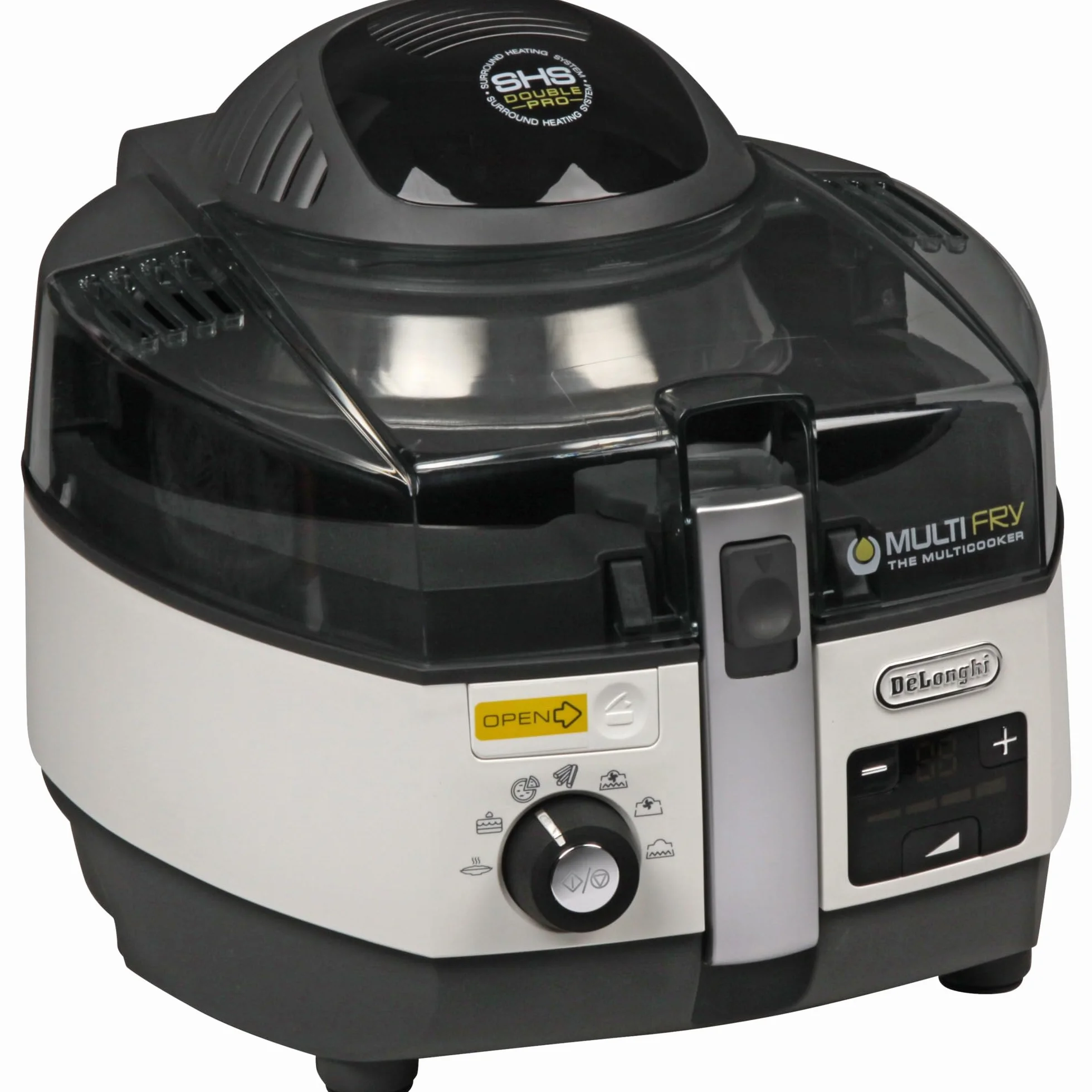 De'Longhi FH1394/2 Friggitrice ad Aria e Multicooker, Cuoce, Frigge e Sforna, Cottura rapida, capacità da 1,7kg e vasca removibile da 5,7L, 4 ricette preimpostate, APP DEDICATA, nero/silver