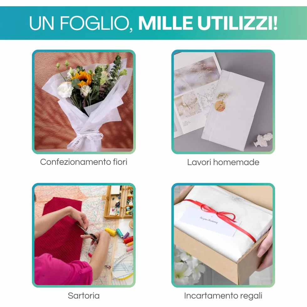 Virsus 100 Fogli Carta VELINA Bianca 100x140 cm 30gr per Sarti Modelli Sartoriali