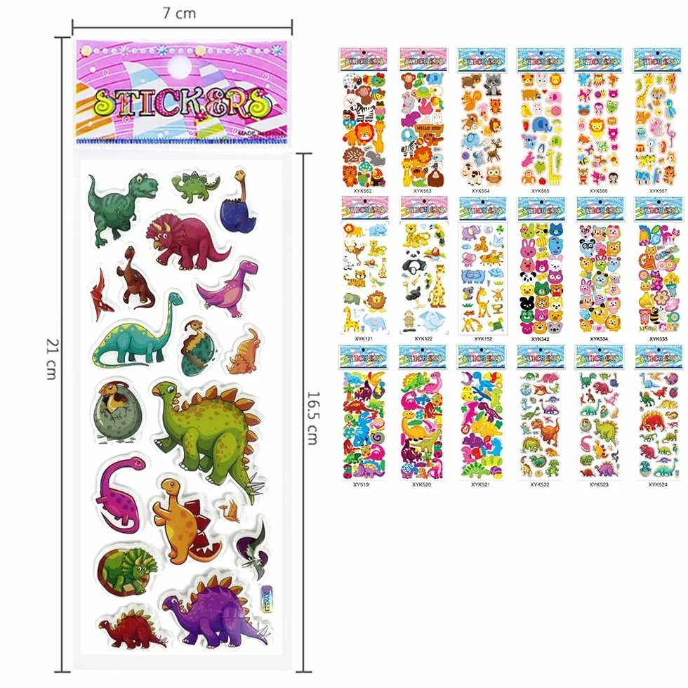 Adesivi 3D per Bambini e Adulti - 450+ Stickers Attacca Stacca con Animali e Viso - 18 Fogli di Adesivi Aesthetic per Regali