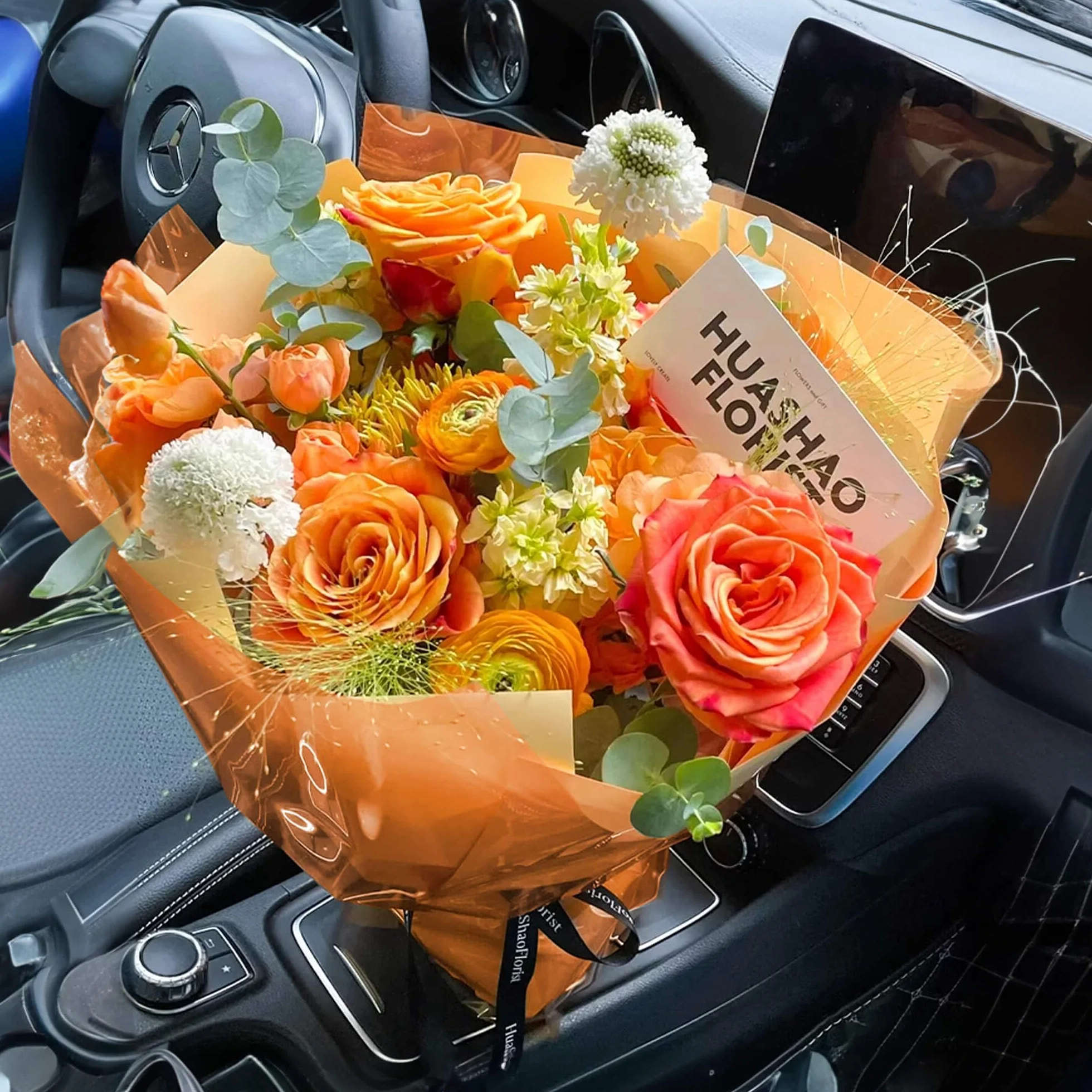 Rotolo di Cellophane Arancione (30 m x 44,5 cm) - Spessore 2,5 mm, Carta Trasparente per Regali e Decorazione Cesti di Fiori
