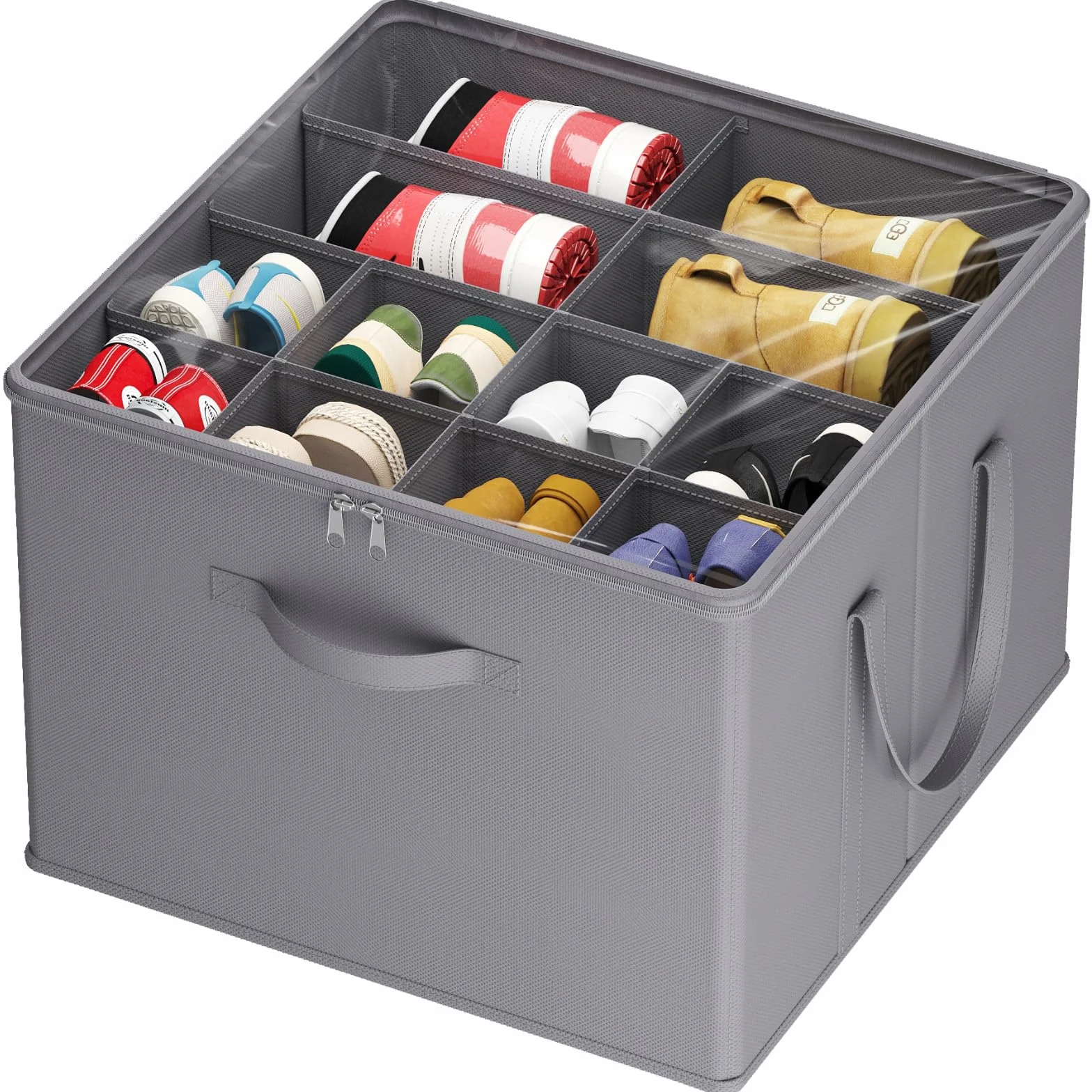 Lifewit Organizer Scarpe Armadio Pieghevole, Scatole per Scarpe Salvaspazio con Coperchio per 12-16 Paia, Grigio