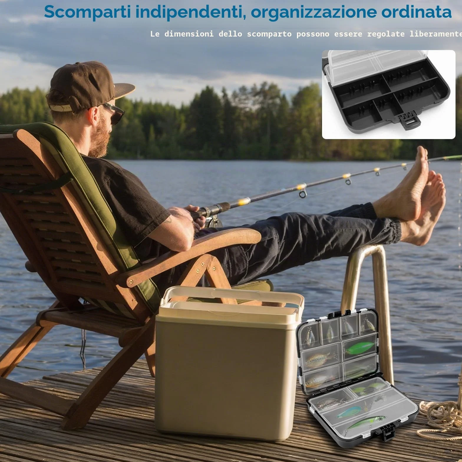 KOUHA 3 Pezzi Scatola di Immagazzinaggio di Plastica Fishing Tackle Box Cassetta da Pesca Scatola da Pesca Impermeabile A Doppia Faccia per Esche e Attrezzature