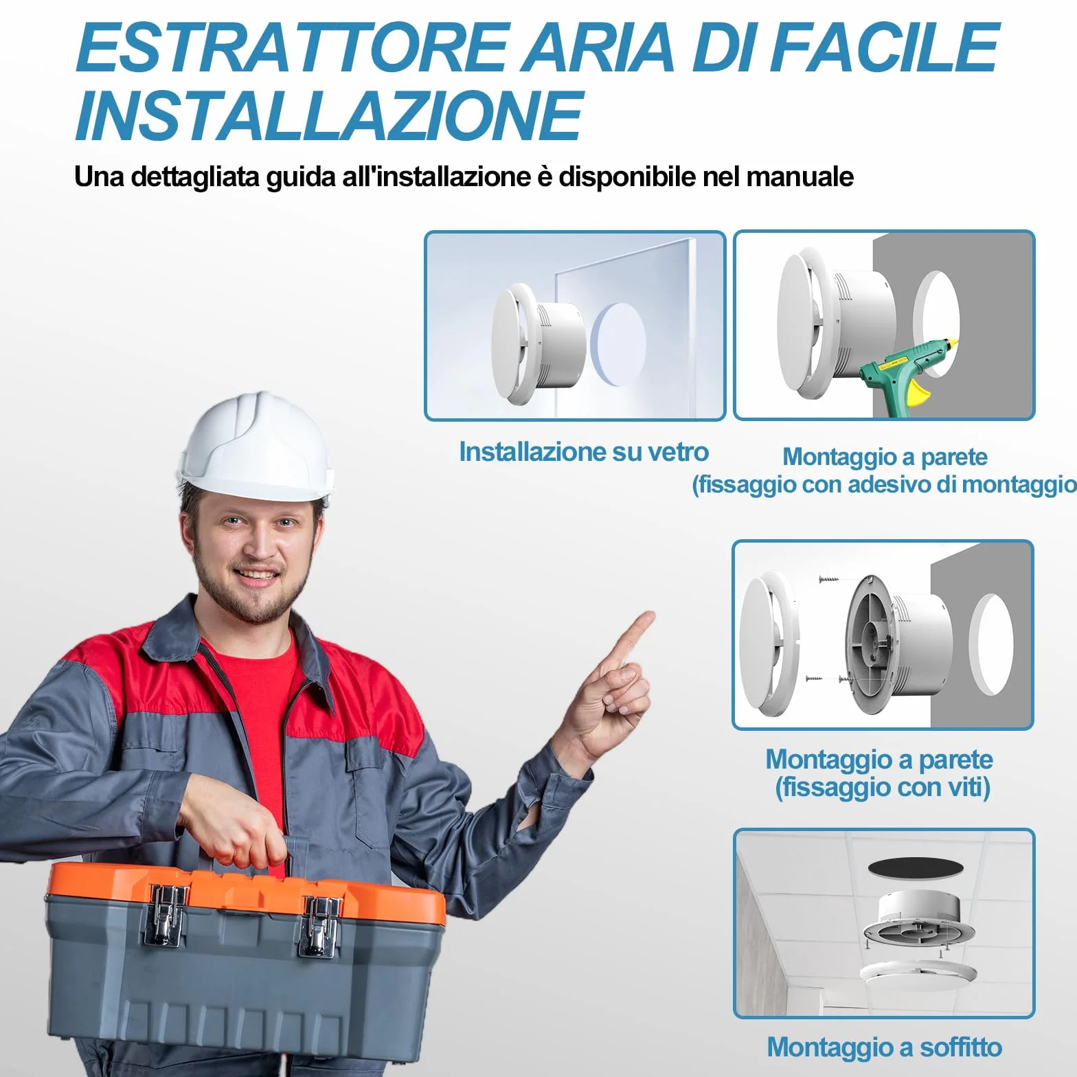 Ventilatore da bagno 100 mm Silenzioso Aspiratore Estrattore aria 130m³/h Vortice Basso Consumo