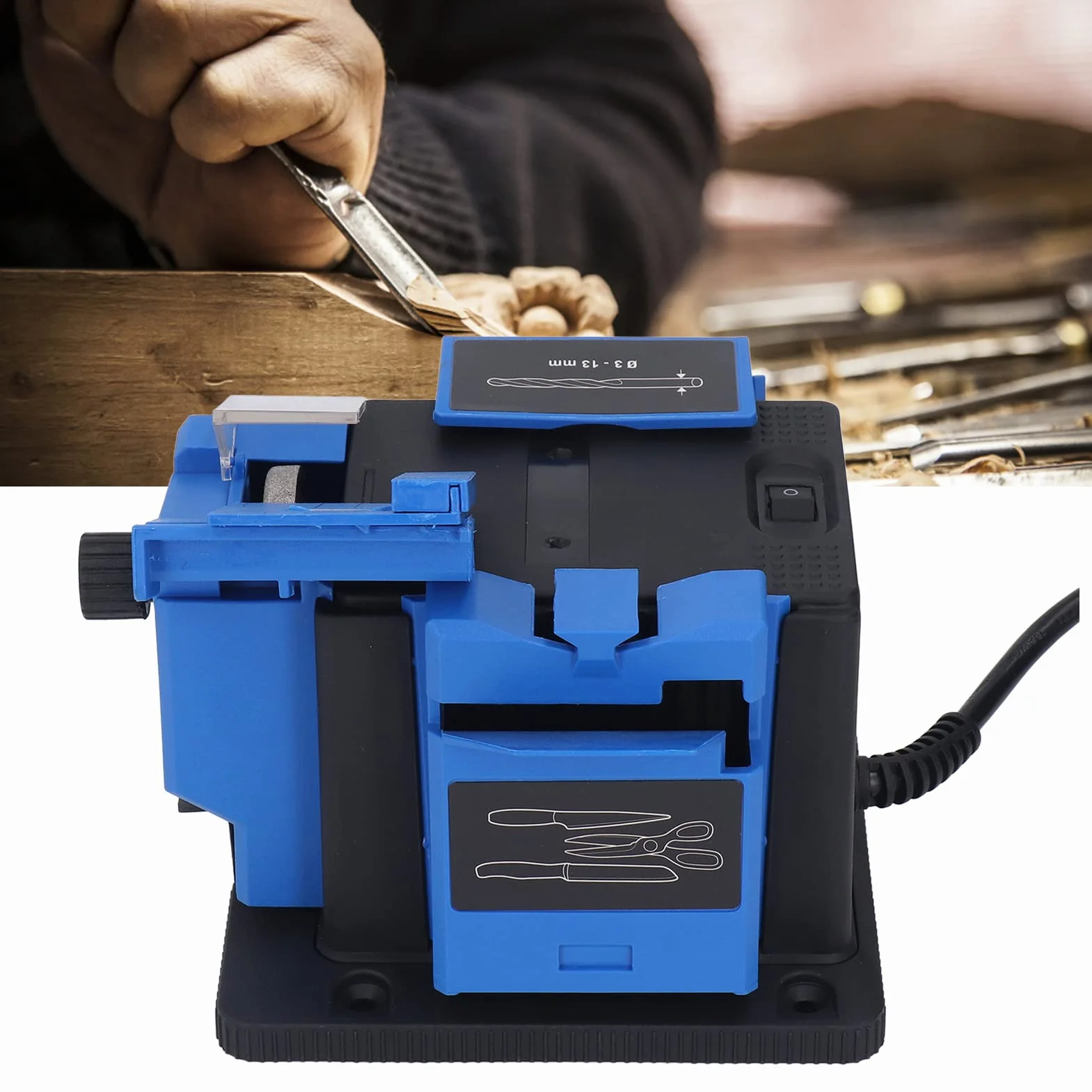 Affilatrice per Punte Trapano, Affilatrice multi-attività 65W Macchina per Affilare Taglierine Elettriche Ad Alta Resistenza 15 a 50 per Molatura, Utensili Rotanti