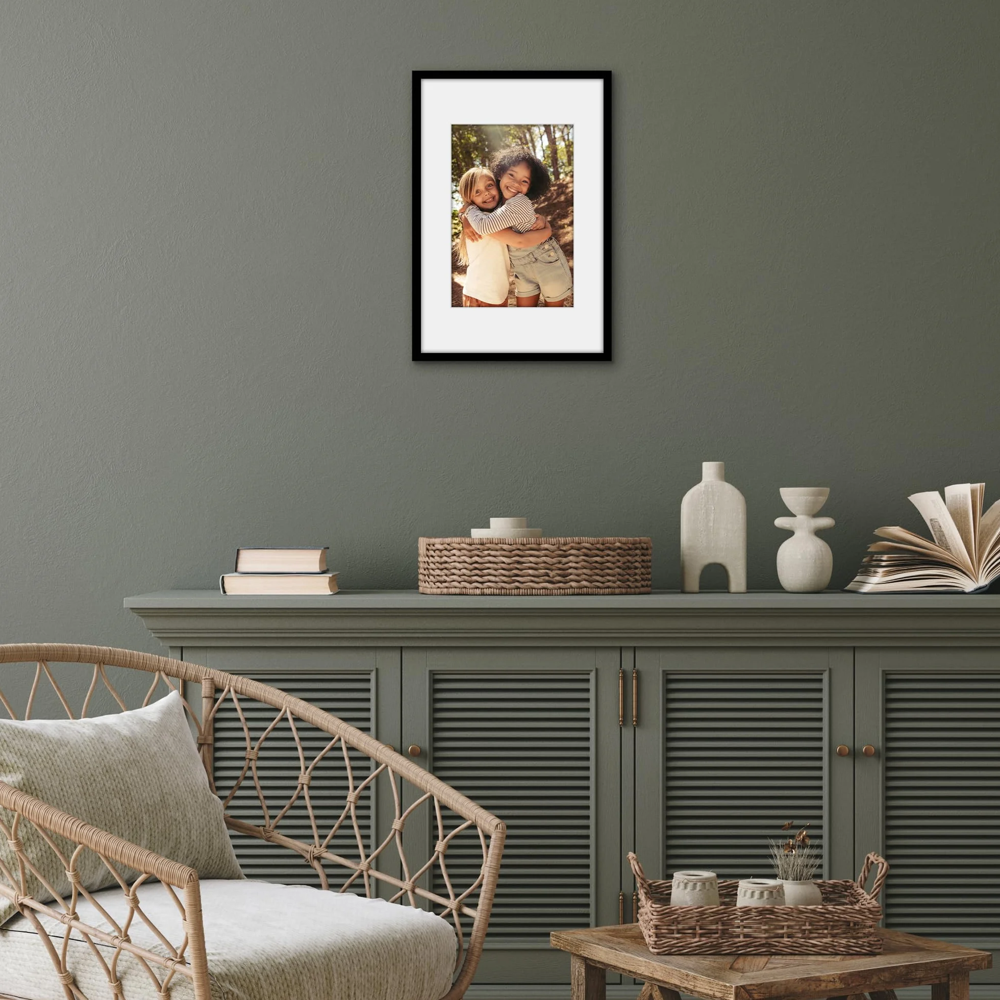 Americanflat Cornice Nera 30x45 cm con Passepartout - Portafoto Bordo Sottile PVC