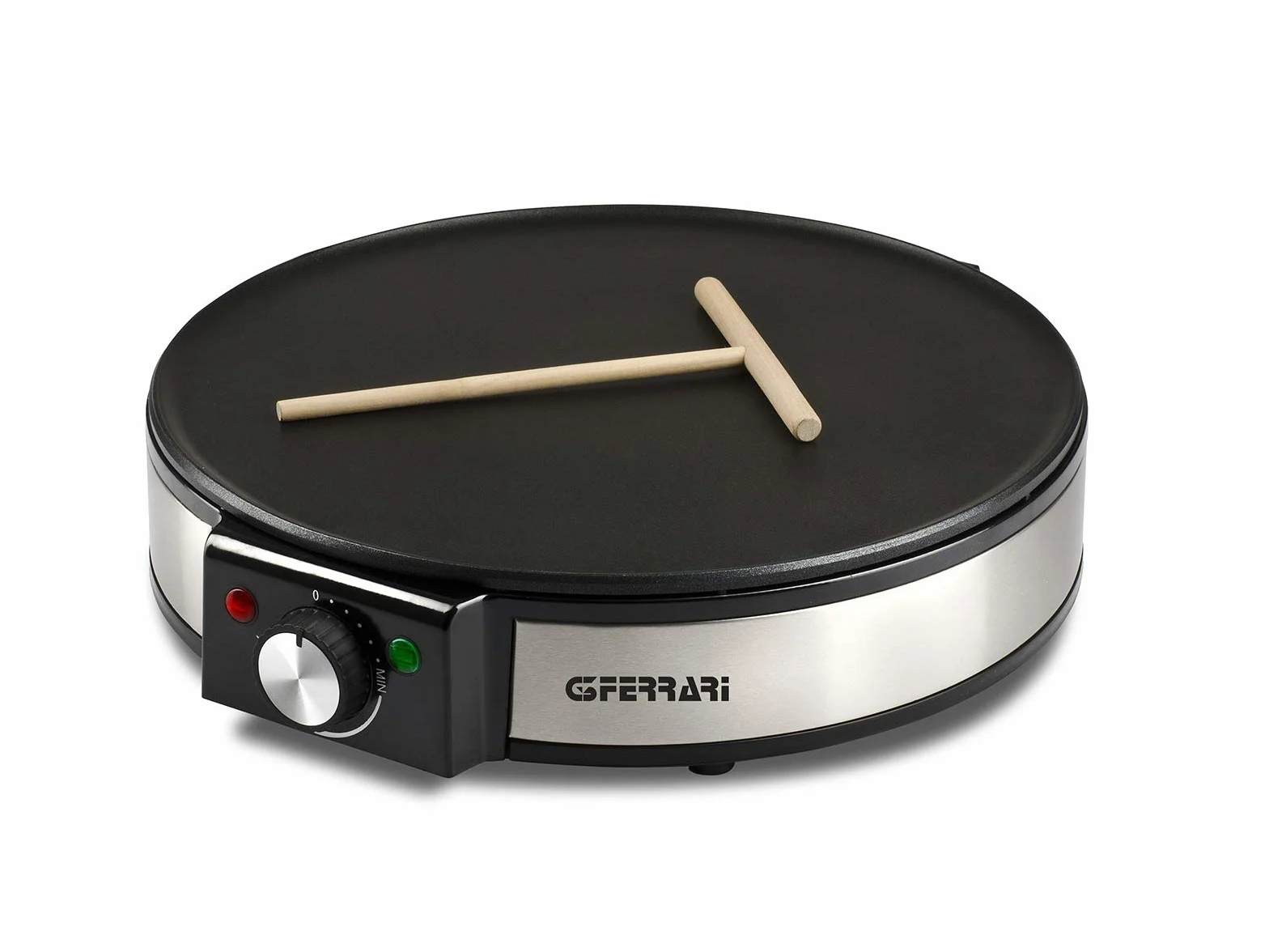 G3 Ferrari G10098 Profi- Crepe Crepiera Elettrica 1200W, Piastra da 30 cm in Inox, Rivestimento Antiaderente, Temperatura Regolabile, Spatola e Paletta in Legno Incluse