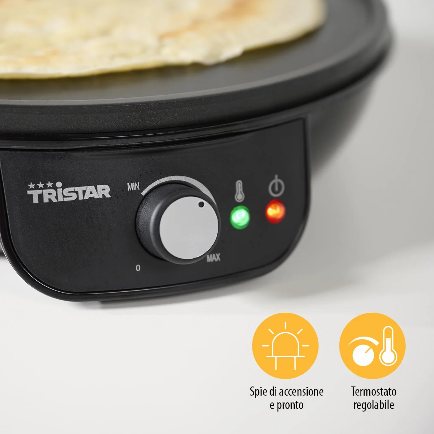 Tristar Piastra per Crepes BP-2637, Waffle e Piadine, 1000 watt, Diametro da 30 cm, Antiaderente