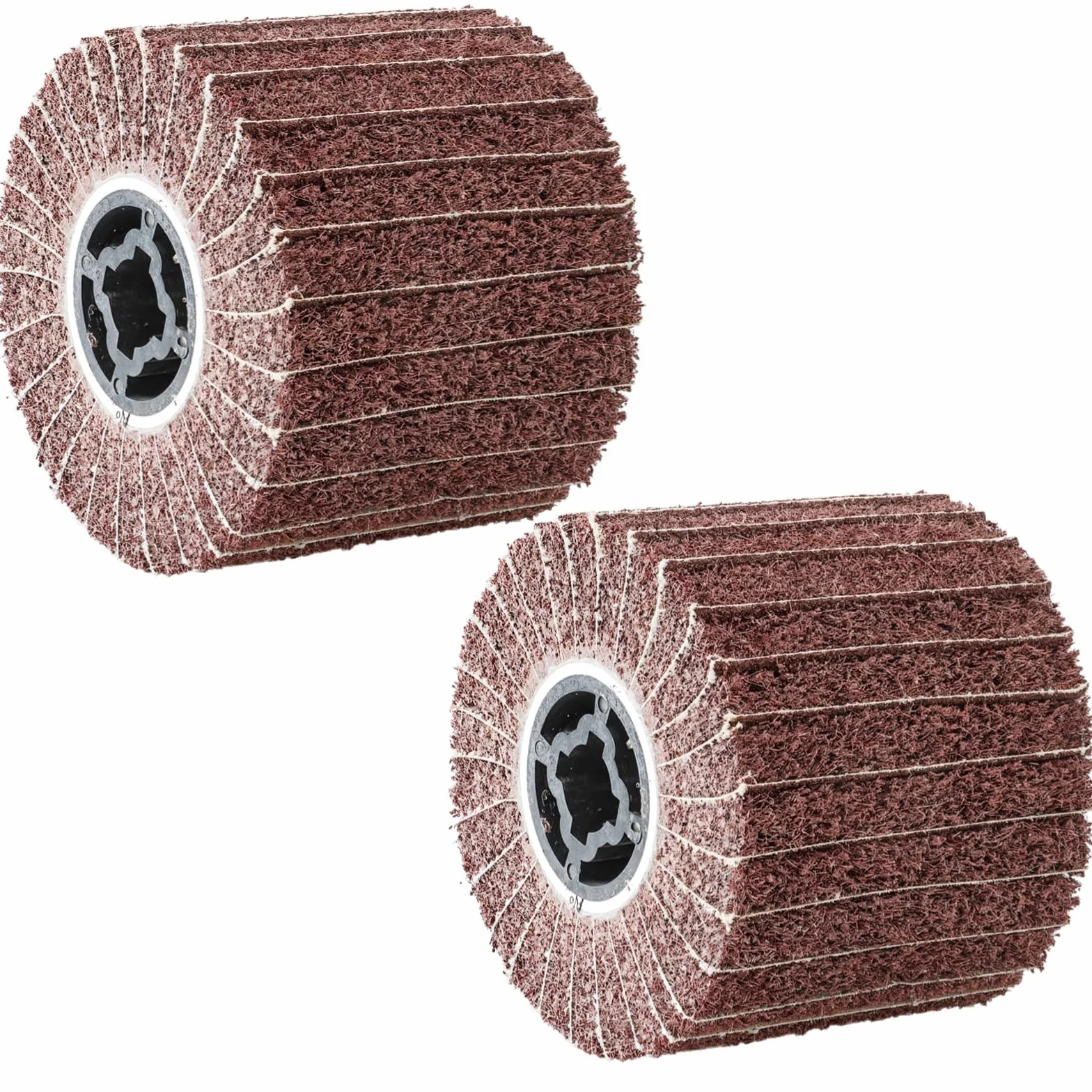 Set di levigatrici a tamburo da 2 pollici, ruote in nylon abrasivo in acciaio inossidabile, confezione da 2 accessori per utensili elettrici, carta vetrata marrone per lucidatura e molatura, struttura