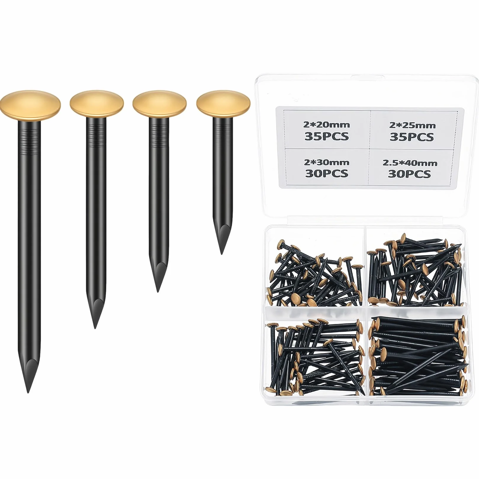 130 Pezzi Chiodi per Pareti in Cemento, Set di Chiodi in Acciaio per Calcestruzzo, Kit Chiodi, Chiodi per Appendere Quadri, Assortimento Chiodi per Intonaco Mattoni Legno, Set Chiodi in Acciaio