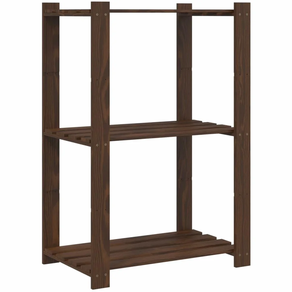 vidaXL Scaffale a 3 Livelli Marrone 60x38x90 cm in Legno di Pino