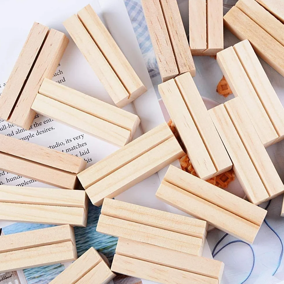 Voarge 20 Pezzi Supporto per Carte da Tavolo in Legno, Supporto per Numero di Tavolo, Supporto per Segnaposto, Targa con Nome, Supporto per Foto, Decorazione per Matrimonio