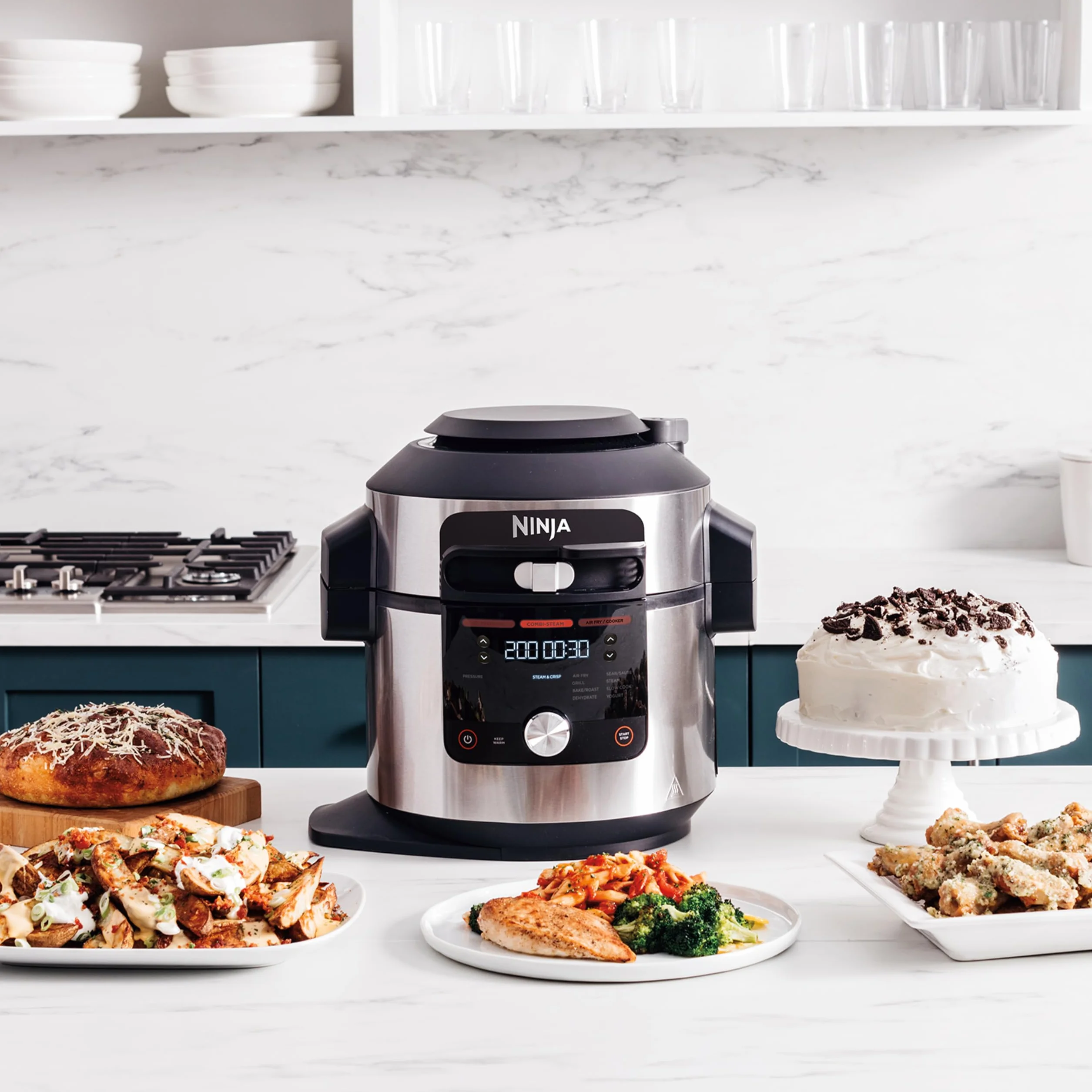 Ninja Foodi MAX Multicooker, Coperchio SmartLid, 12 Funzioni, Cottura Intelligente, 7.5L, Pentola a Pressione, Friggitrice ad Aria, Cottura a Vapore, Lenta, Acciaio Inox, OL650EU