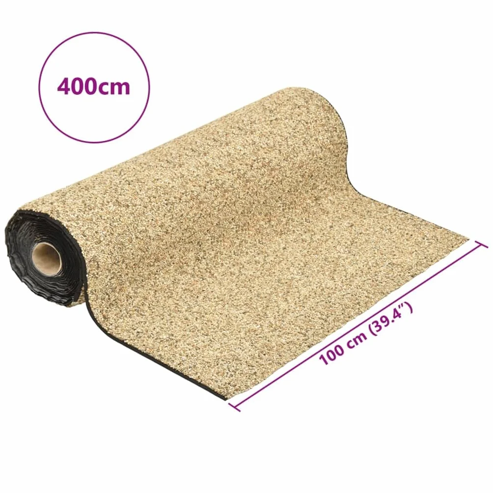 Pellicola per pietra, sabbia naturale, 400 x 100 cm, resistente pellicola di ghiaia in polipropilene con adesivo impermeabile, ideale per laghetti da giardino, ruscelli, bordi dello stagno