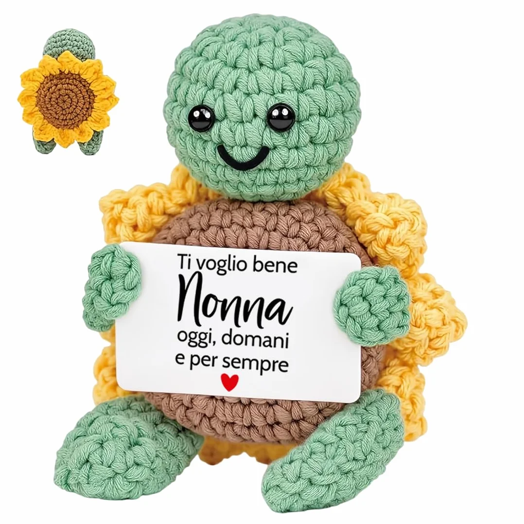 Regalo Della Nonna Compleanno Tartaruga Lavorata a Maglia con Girasole Personalizzato