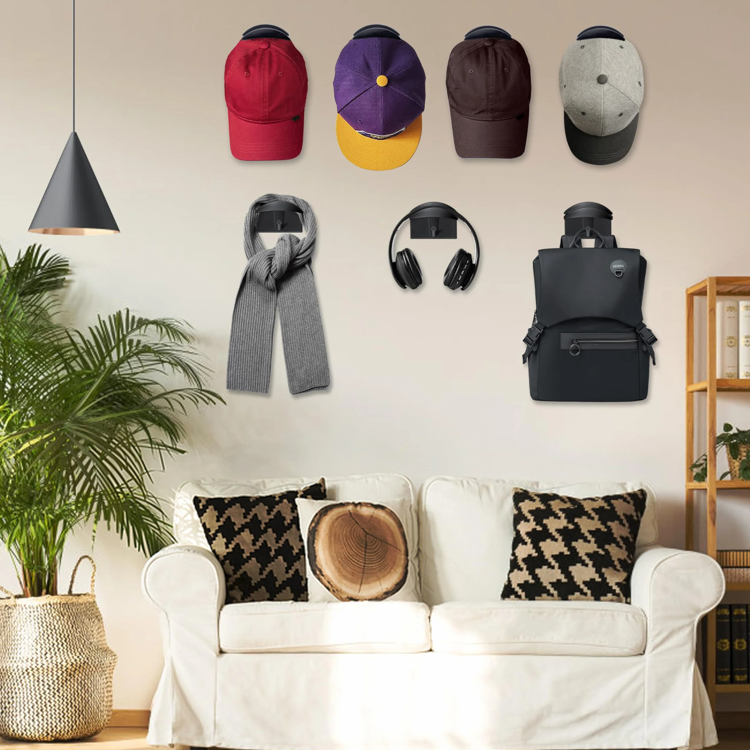 Ganci per Cappelli da Parete Senza Perforazione 12 Pezzi Organizzatore per Armadio