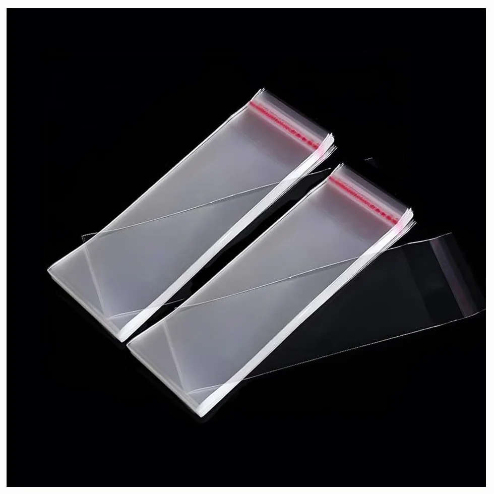 CAASFOOY 500 sacchetti di plastica autoadesivi in OPP sacchetti di cellophane trasparenti sacchetti di cellophane piccoli sacchetti di Natale per caramelle regalo biscotti gioielli, 7 x 22 cm