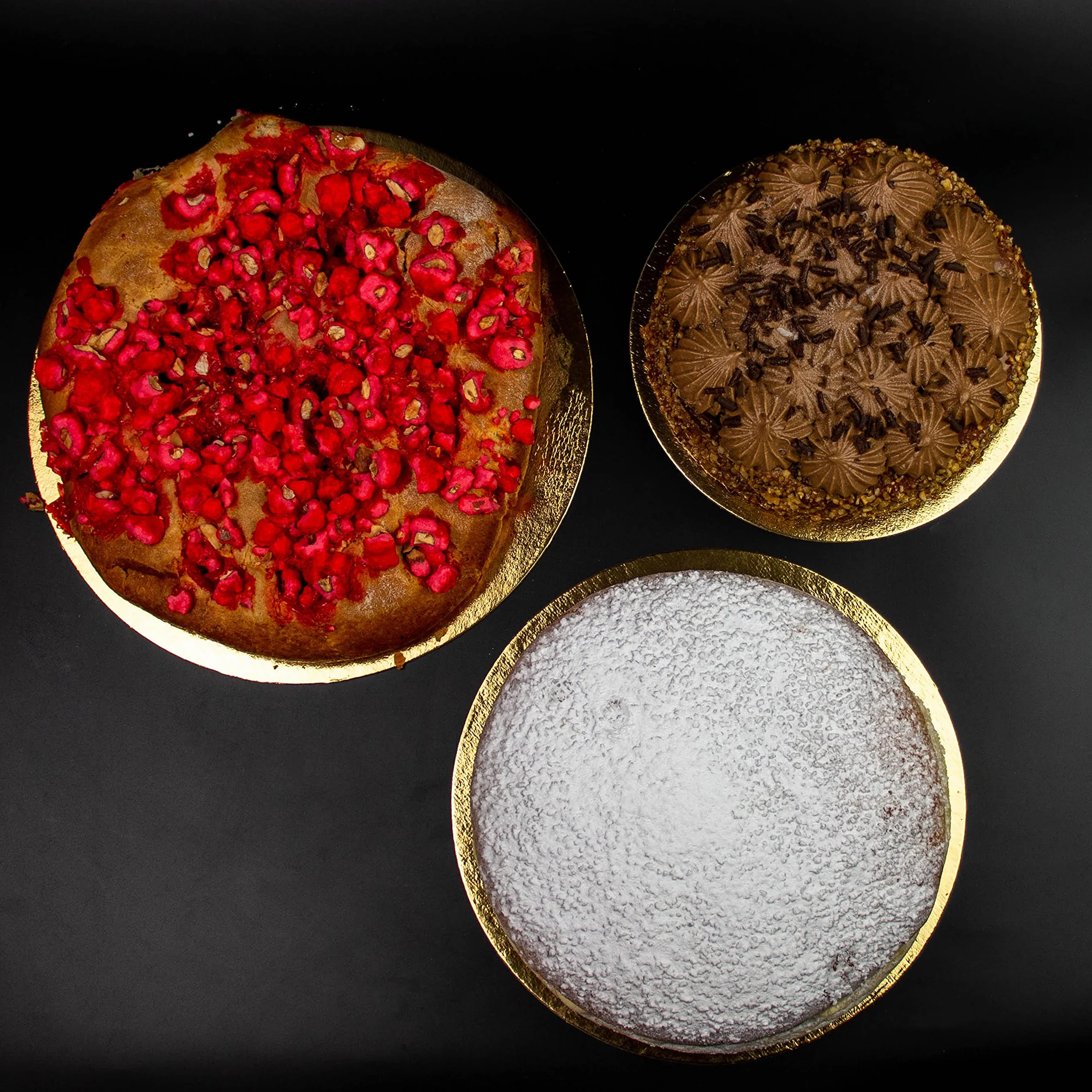 Set di 10 supporti per torte in scatole Oro/Nero 30 cm
