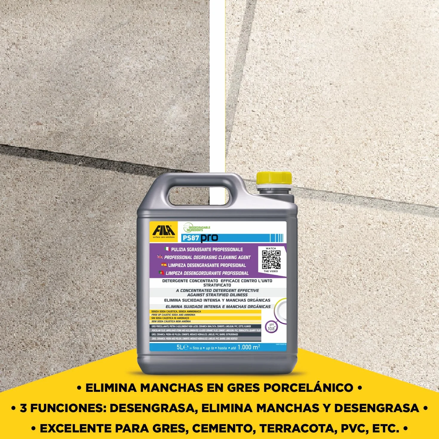 FILA PS87 PRO Detergente Sgrassatore Pavimenti Gres Porcellanato Effetto Legno 5L