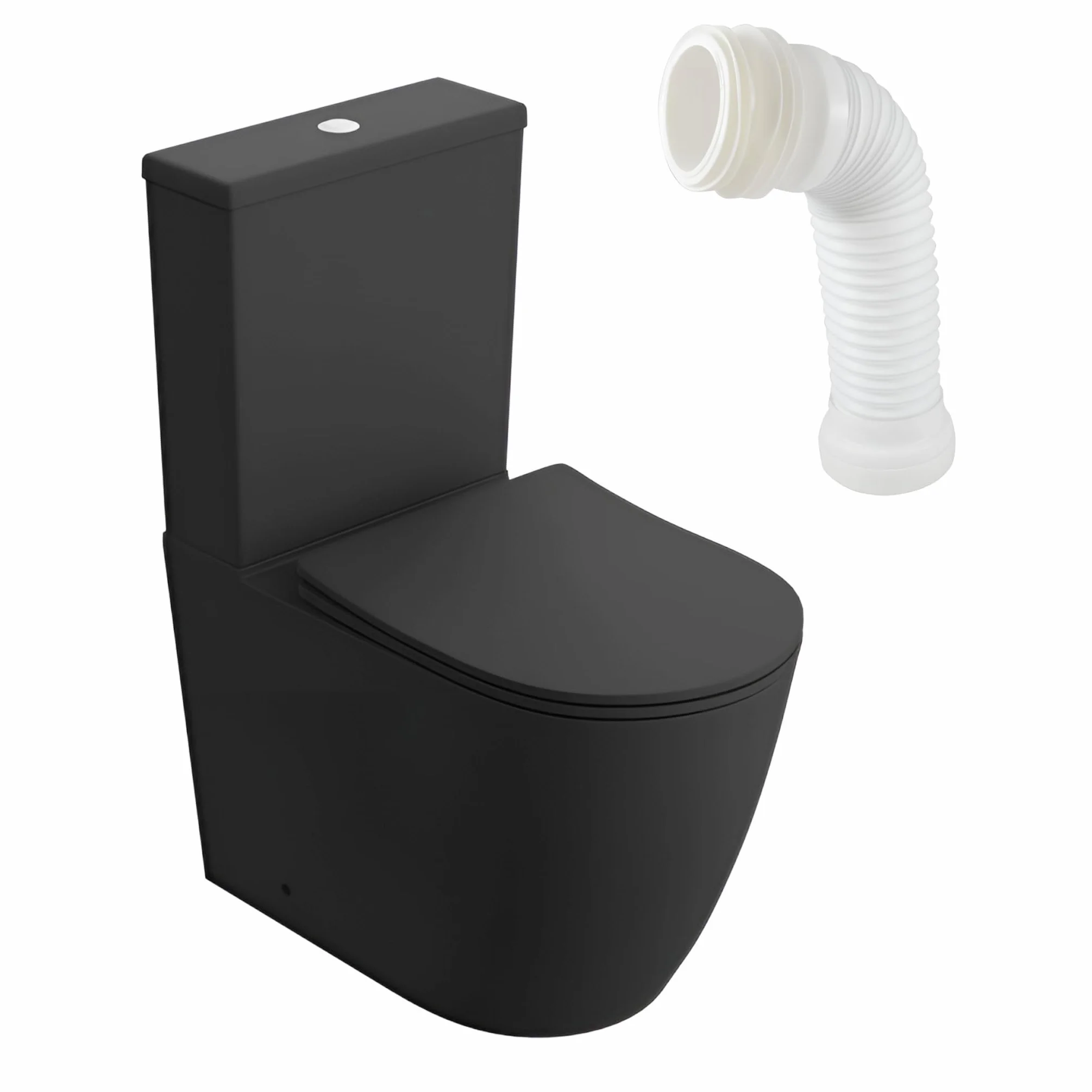 LAVITA WC monoblocco con cassetta di scarico integrata NAUTILIUS BLACK Coperchio WC con chiusura ammortizzata WC in ceramica senza brida Vaso WC Vaso WC verticale + raccordo WC