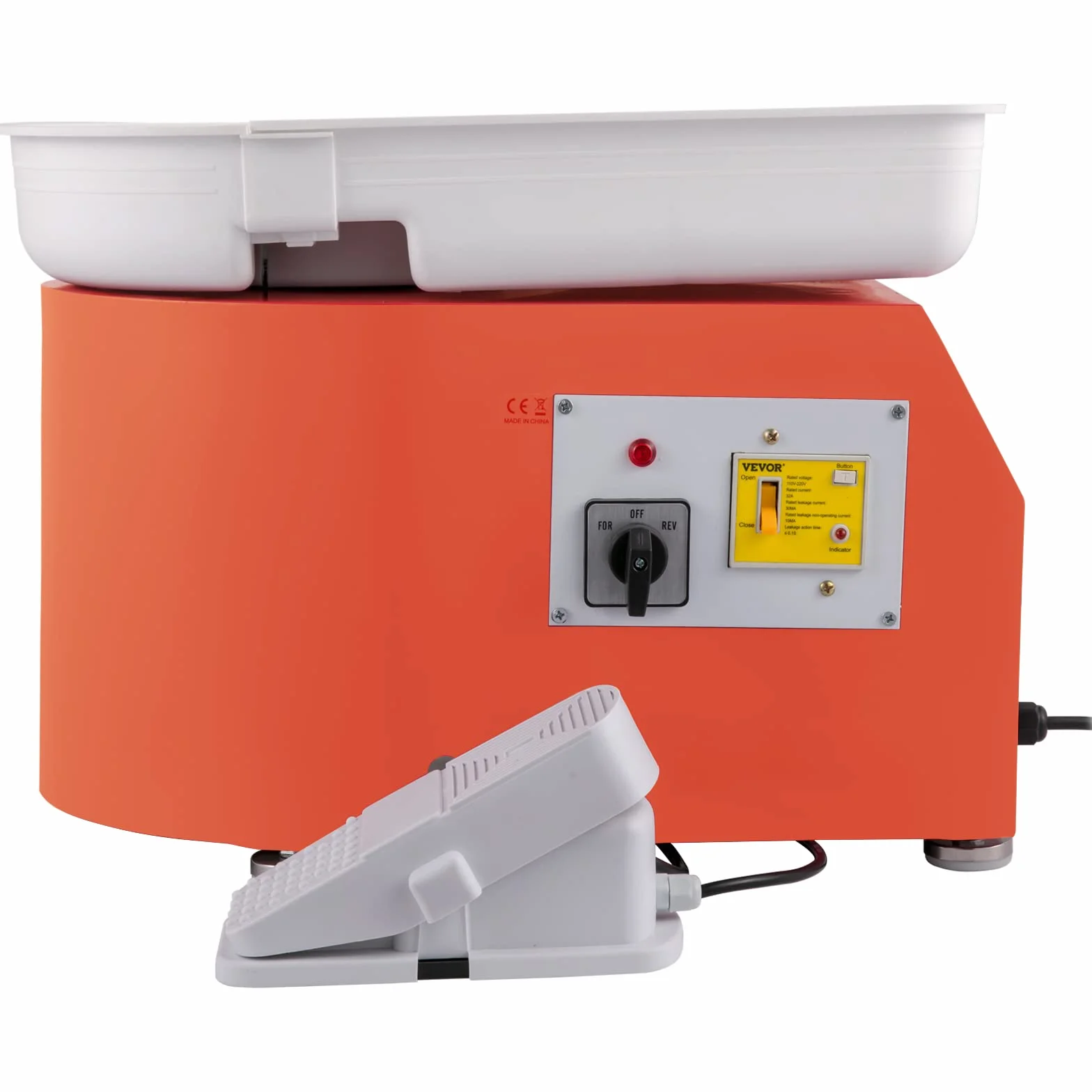 VEVOR Macchina per Argilla Ceramica Pedale, 11 Pollici Potenza 350 W Modello TYLPJ28-OC Macchina per Ruote da Ceramica Arancione per L'Insegnamento Scolastico, Bar in Ceramica e Uso Domestico, ECC