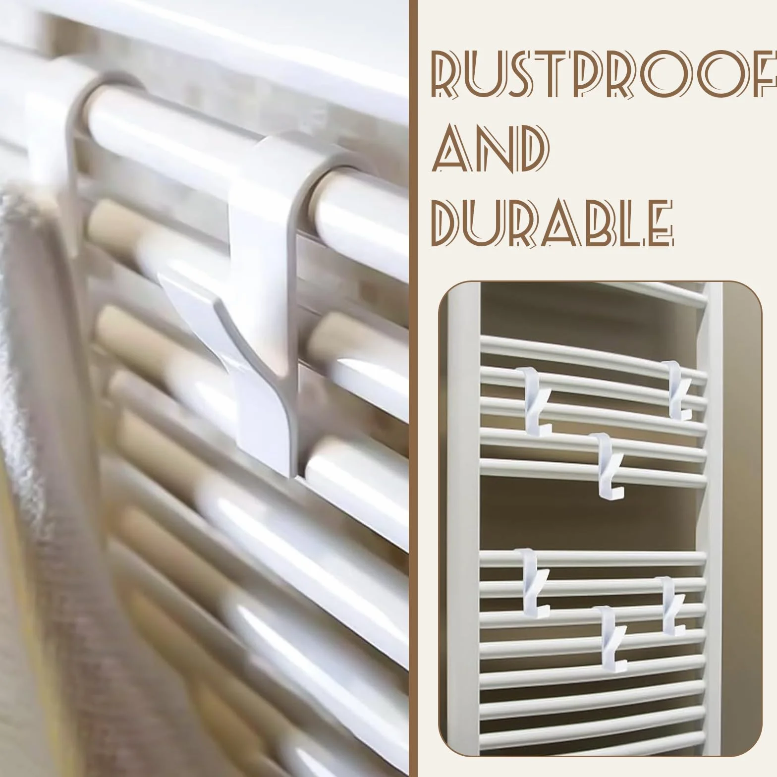8 Pezzi Ganci per Termoarredo Bagno,Gancio per Termosifoni Accappatoio, Appendini Termoarredo Bagno, Appendi per Scaldasalviette,per Accappatoio, Vestiti e Asciugamani,Bianc