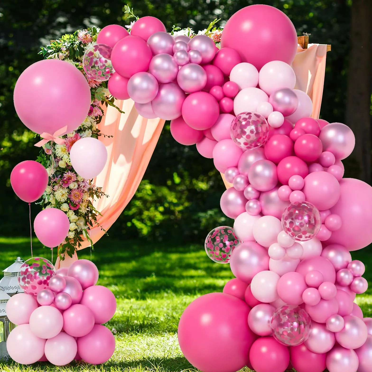Kit Arco Palloncini Rosa - 115pcs Palloncini Compleanno Palloncini Fucsia, Palloncini Baby Festa Bambina, Ghirlanda Palloncini per Battesimo Bambino, Allestimento Compleanno, Matrimonio, Baby Shower
