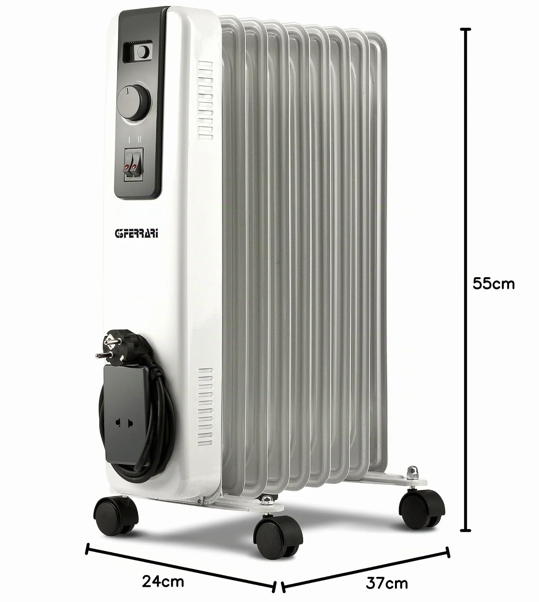 G3 Ferrari G60027 Radiatore ad Olio, 9 elementi riscaldanti, Eco, Bianco