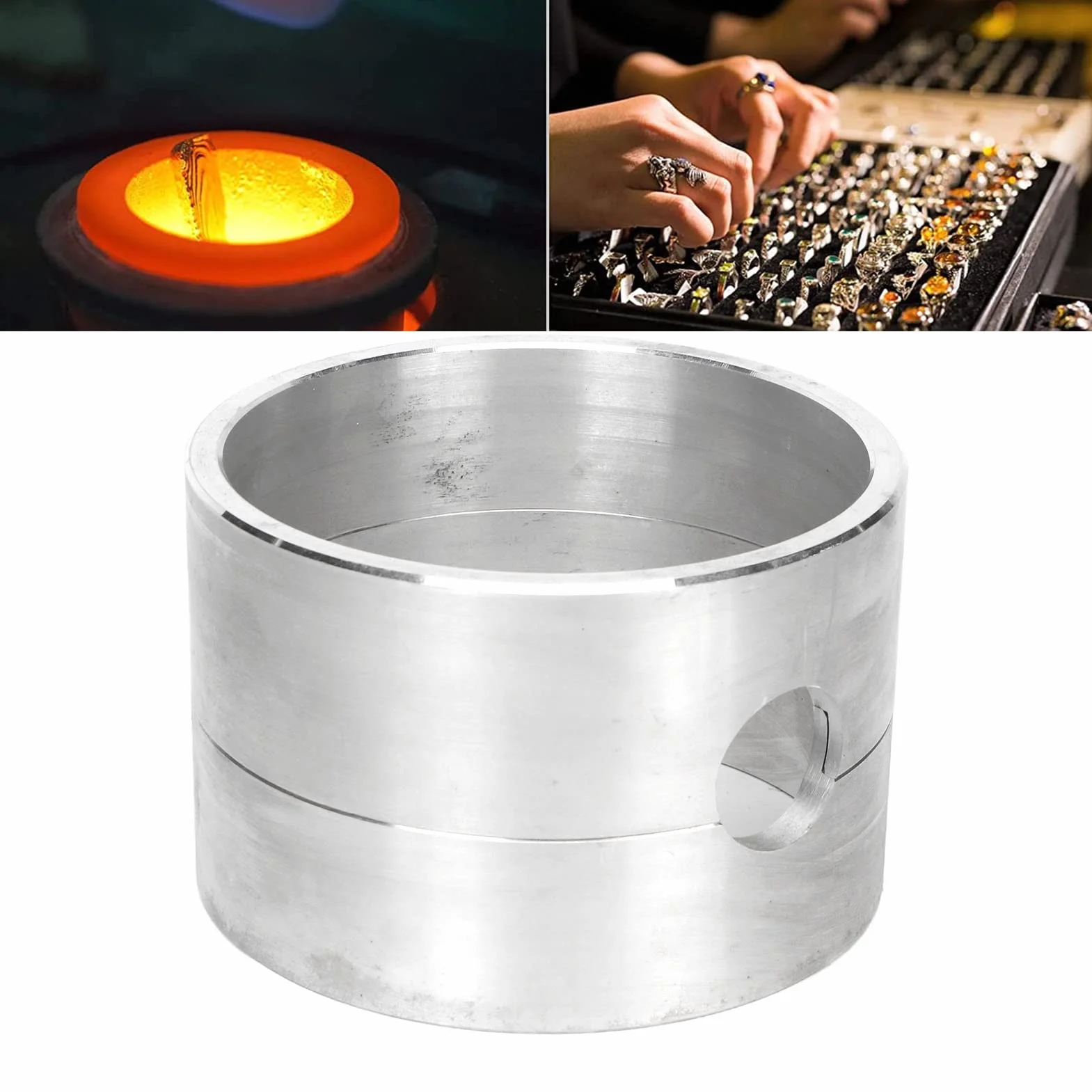 Fockety Vaso di Fusione della Cassetta di Sabbia della colata, Lega di Alluminio Resistente alle Alte Temperature Sand Casting Sandbox Forma cilindrica Gioielli Stampo di colata