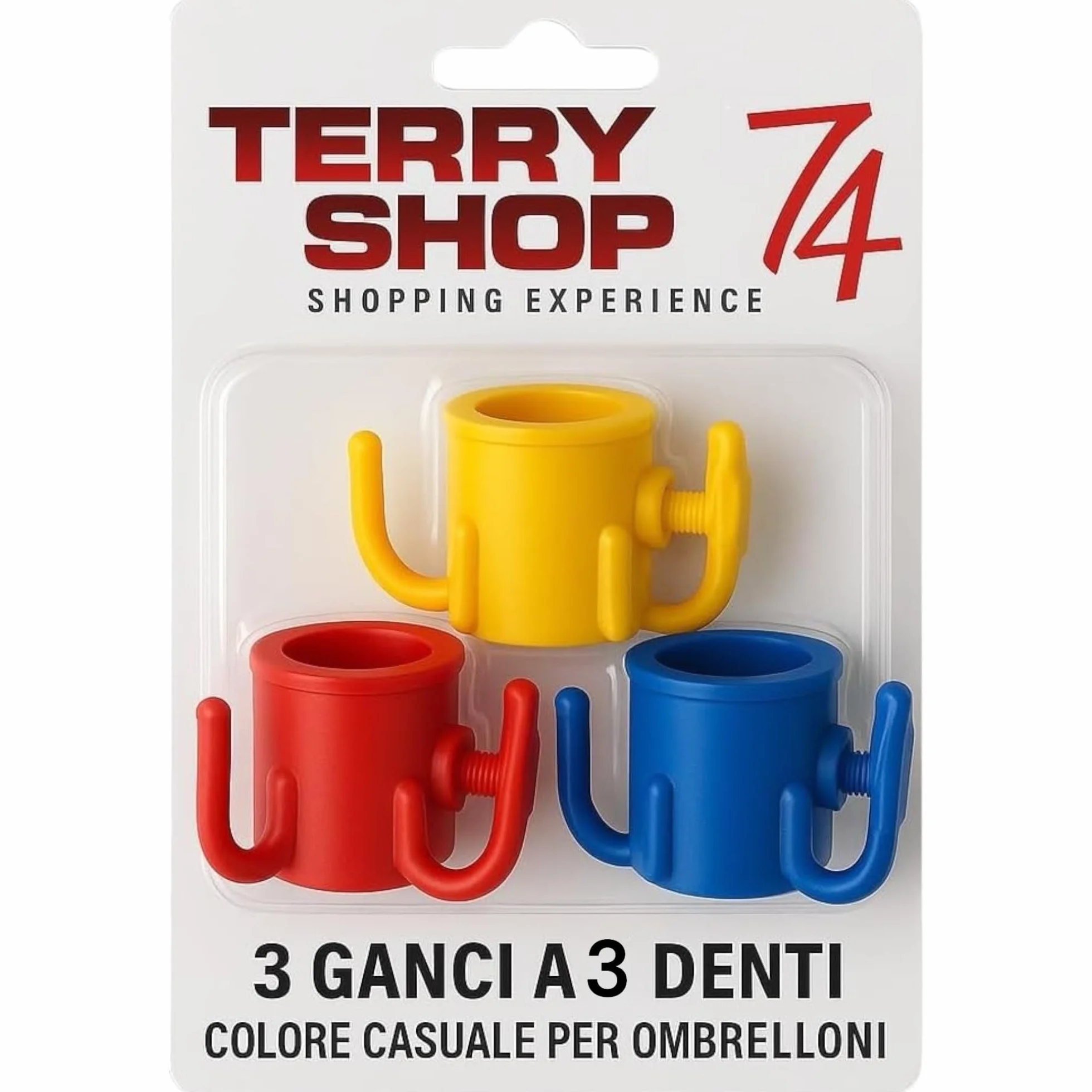 Terryshop74 3 ganci per ombrelloni estivi a 3 denti organizzazione spiaggia organizer borse colore casuale 3 pezzi Asciugamani/Cappelli/Vestiti/Fotocamera/Occhiali da Sole/Borse-Durevole