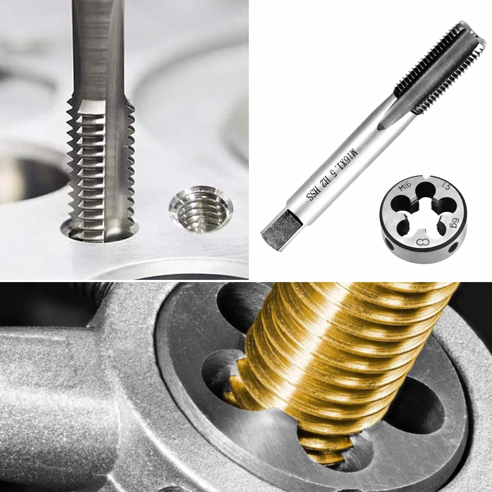 M16 x 1.5 Filiera per Filettatura Metrica e Filiera, Maschio, Tagliafili, Filiera per Maschi HSS M16, Filiera per Filettatura Esterna Metrica