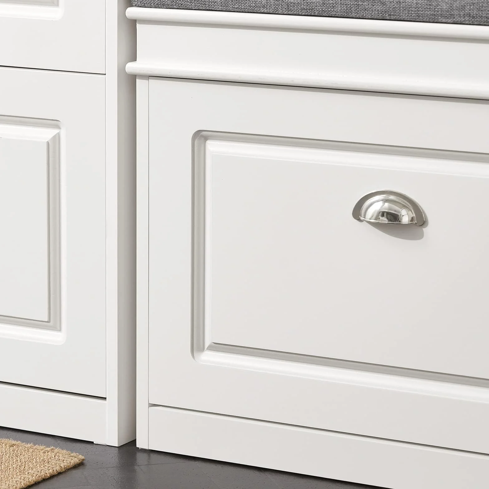 SoBuy Scarpiera Salvaspazio Slim con Seduta - Panca Scarpiera da Ingresso Contenitore in Legno, Mobile Ingresso per Scarpe, Regolabile, 60x24x51 cm, Bianco, FSR82-K-W