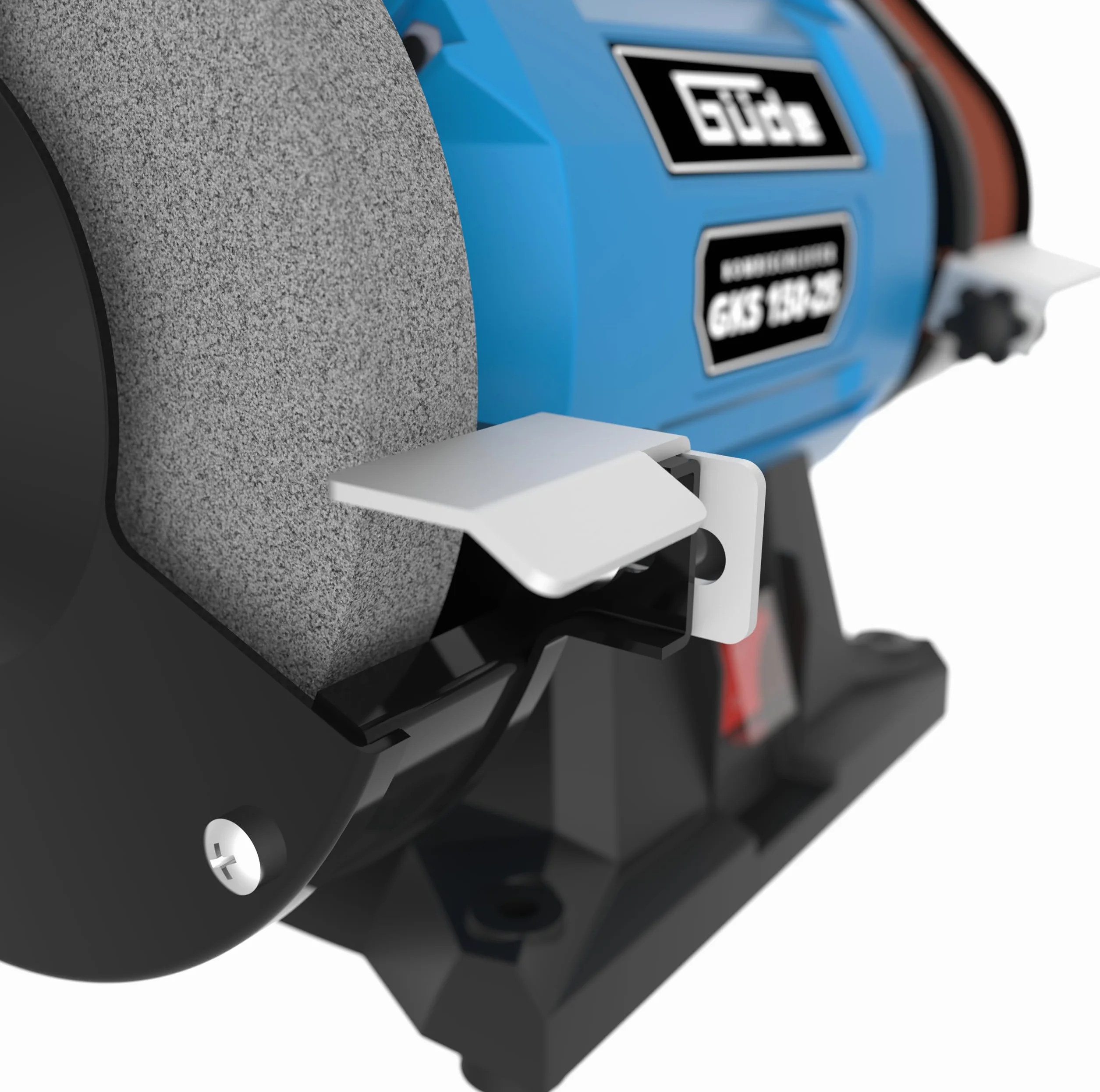 Güde Smerigliatrice combinata GKS 150-25 (250 W, 2980 1/min, motore a condensatore, base stabile della macchina, dispositivo di protezione scintille regolabile, disco abrasivo fine Ø 150 mm 36 K,