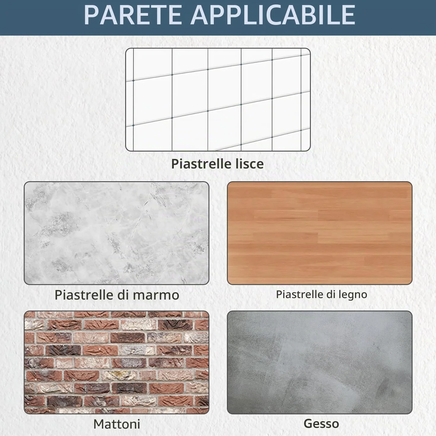 PIQIUQIU 6 supporti per scopa da parete in acciaio inox, porta mocio e scopa, nero