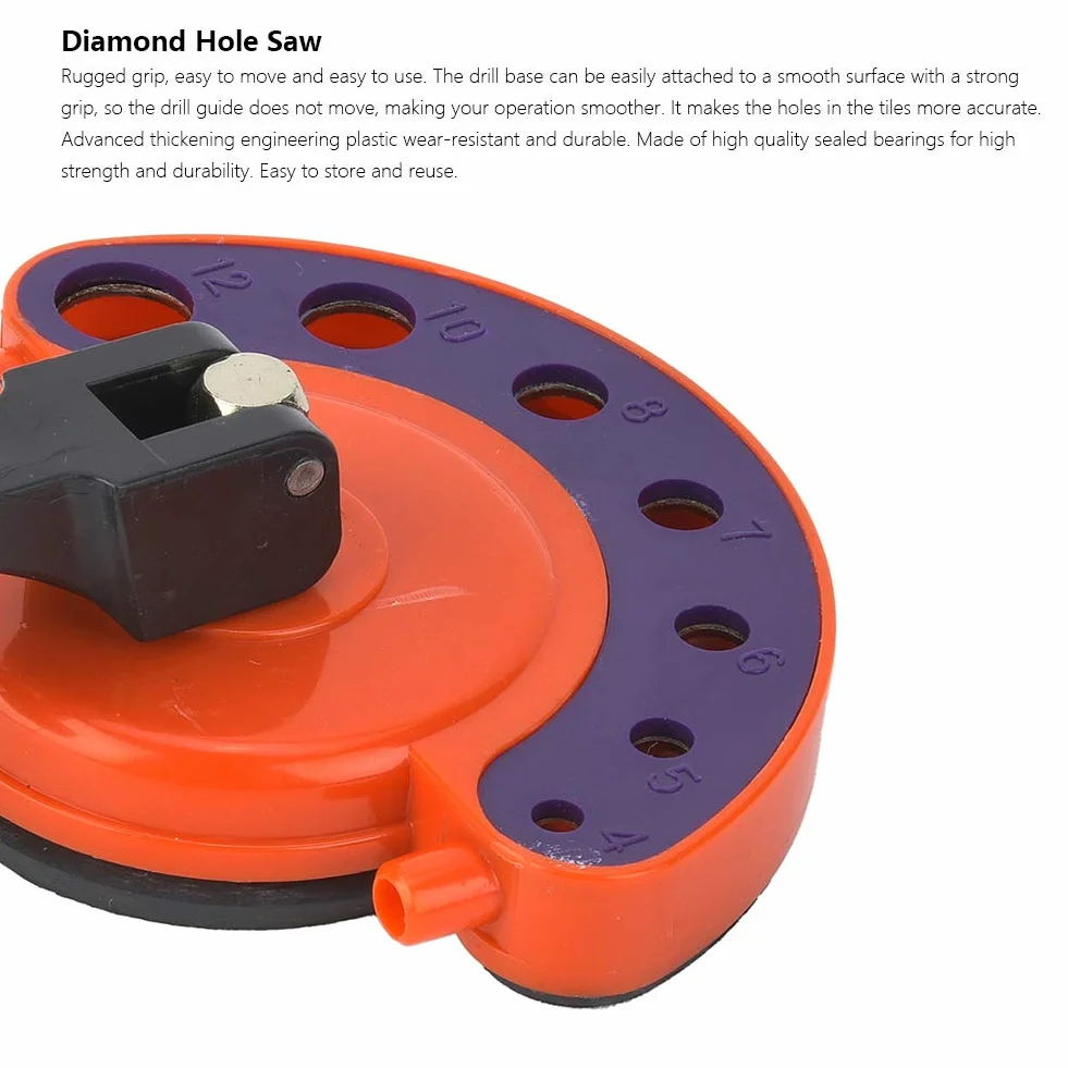 Punta per Trapano Diamantato Guida per Aperture in Vetro Localizzatore Regolabile per Apertura del Foro per Piastrelle in Ceramica Set di Dispositivi per per con Base a Vuoto
