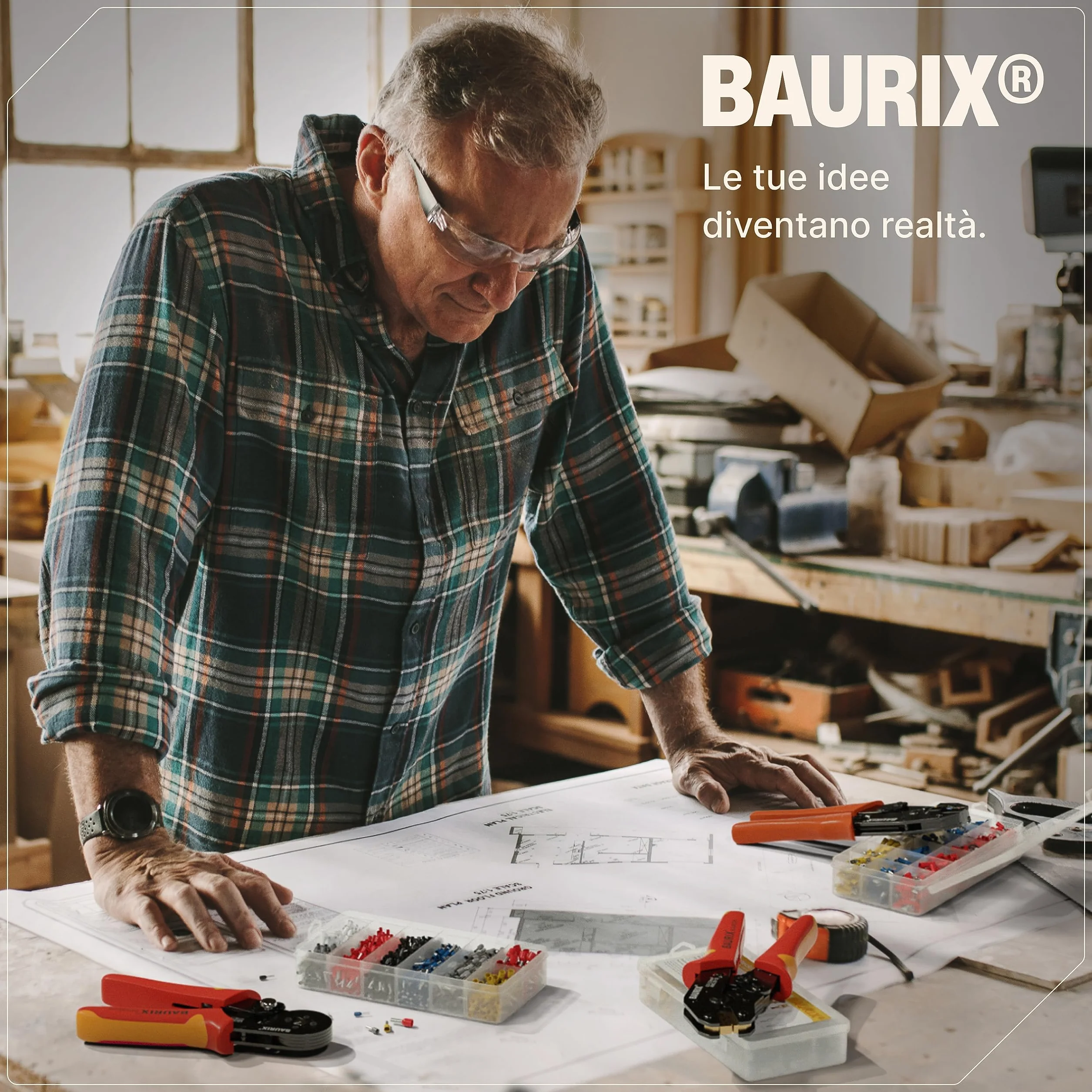 BAURIX® Pinza Crimpatrice con 1800 Puntalini Elettrici 0,25-10mm², Crimpatrice Autoregolante per Filo Elettrico, Pinza Crimpatrice Automatica, Pinza Elettricista - Modello:PERSEUS (4 Bordi)