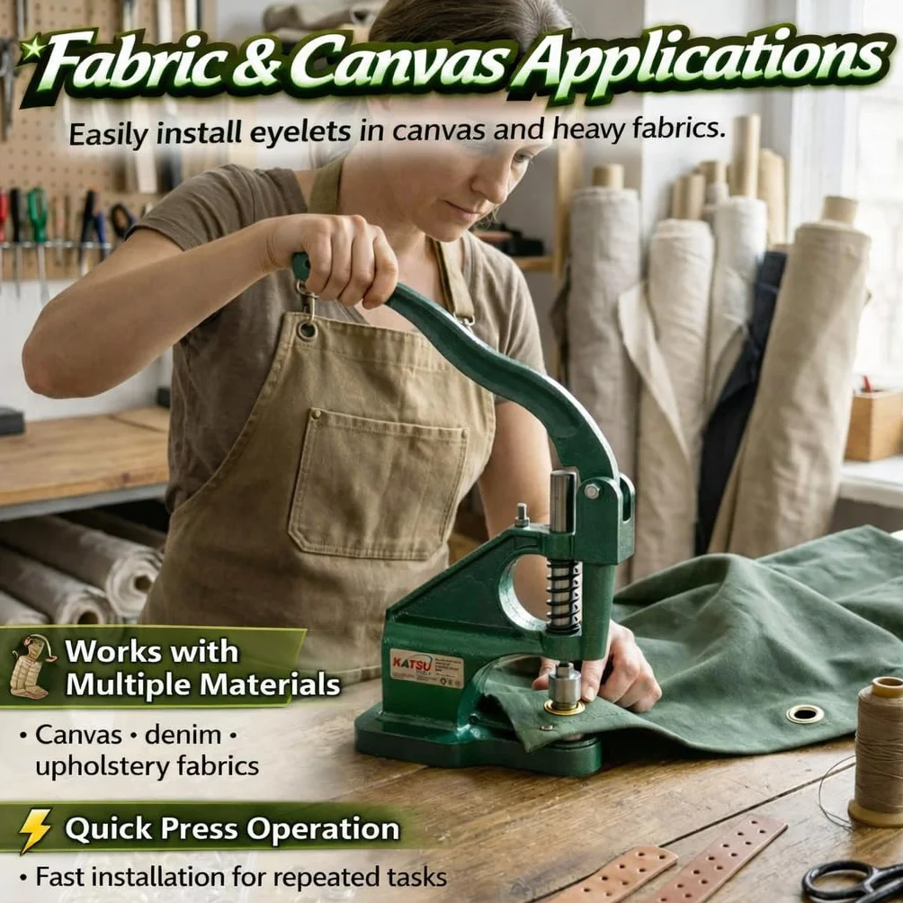 KATSU Occhiellatrice Professionale Macchina Manuale a Pressione 3 Matrici 6mm 10mm 12mm 1500 Gommini