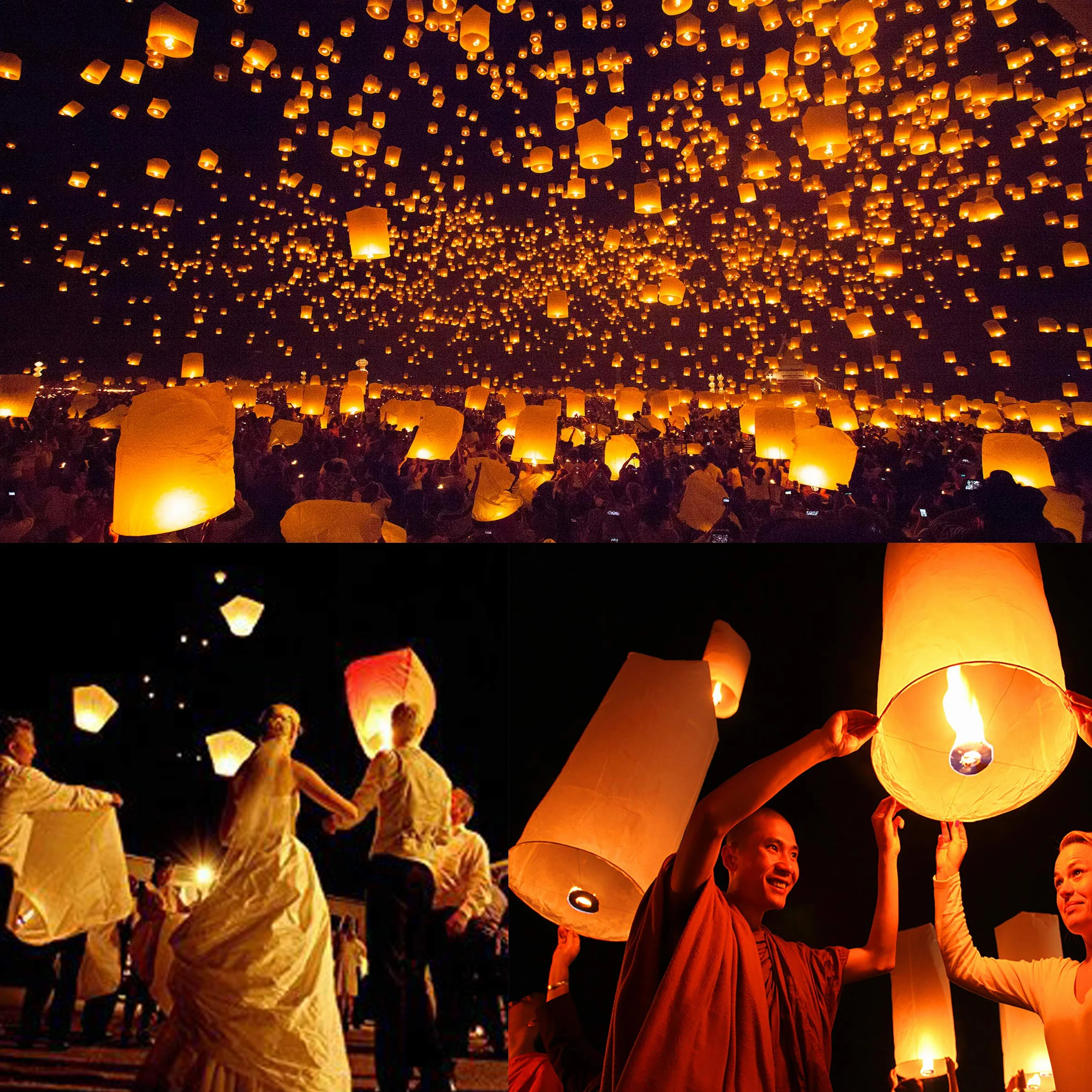 LABOTA Confezione da 5 lanterne volanti cinesi, da rilasciare in memoria, 100% biodegradabili, ecologiche, lanterne galleggianti per volare all'aperto, decorazioni per feste, compleanni, eid,