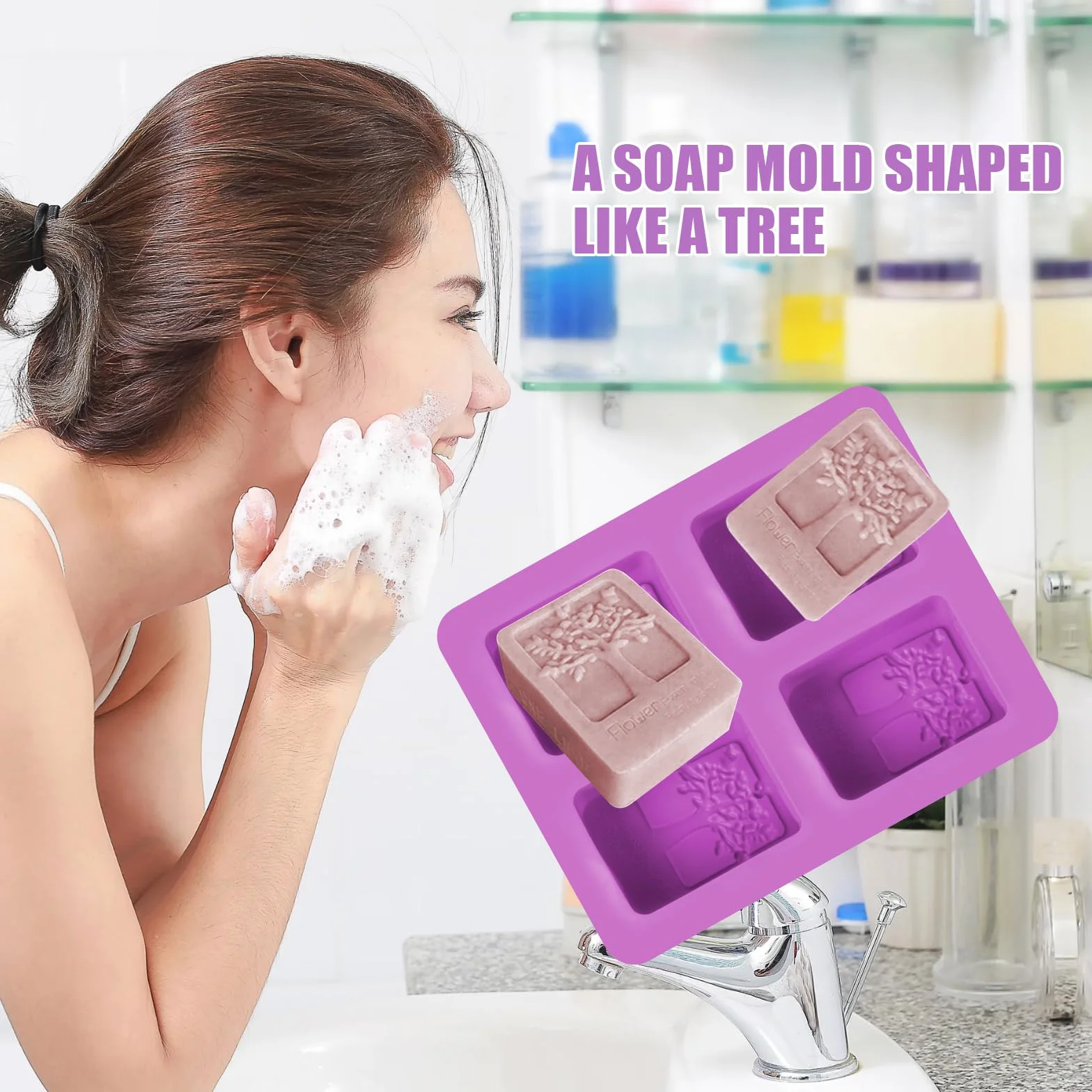 Stampi per Sapone, Sapone in Silicone Stampo, Stampi in Silicone per Sapone DIY, per Saponette Fatte a Mano, Ghiaccio, Torte, Budini, Cioccolatini