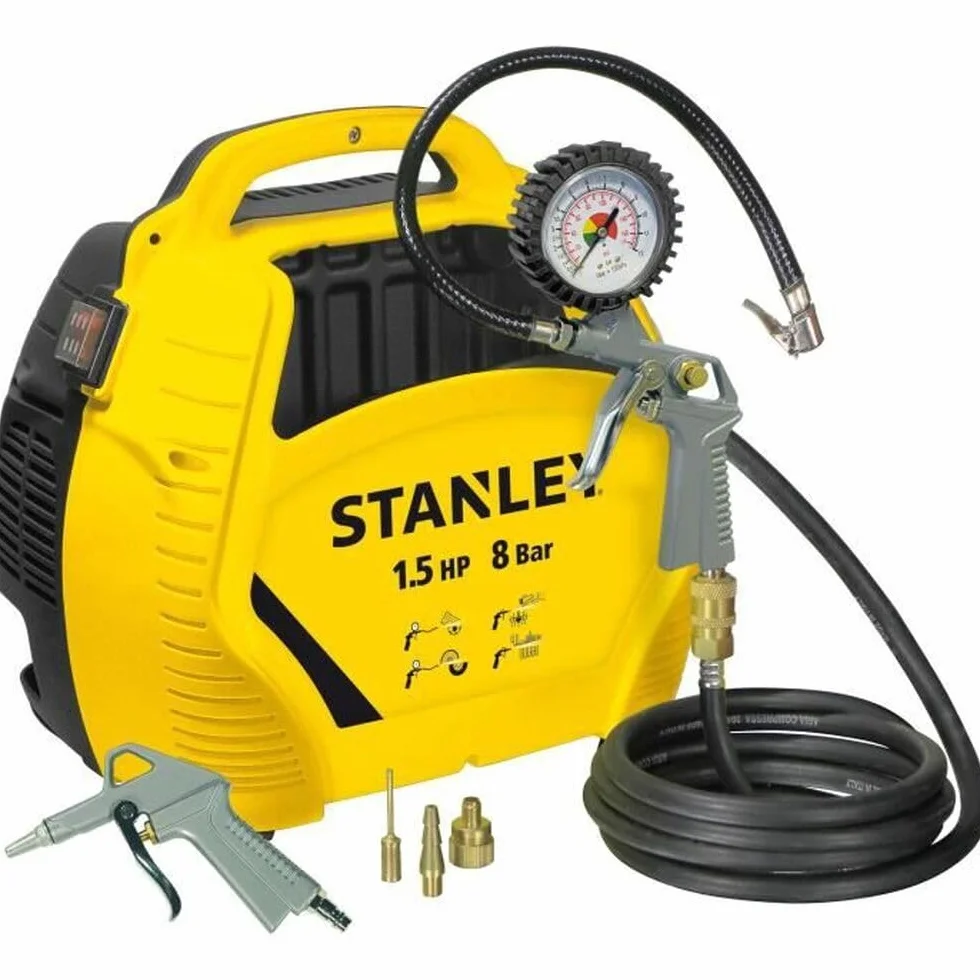 Stanley Compressore Aria Portatile 8 Bar Senza Olio con Attrezzi Pneumatici Giallo