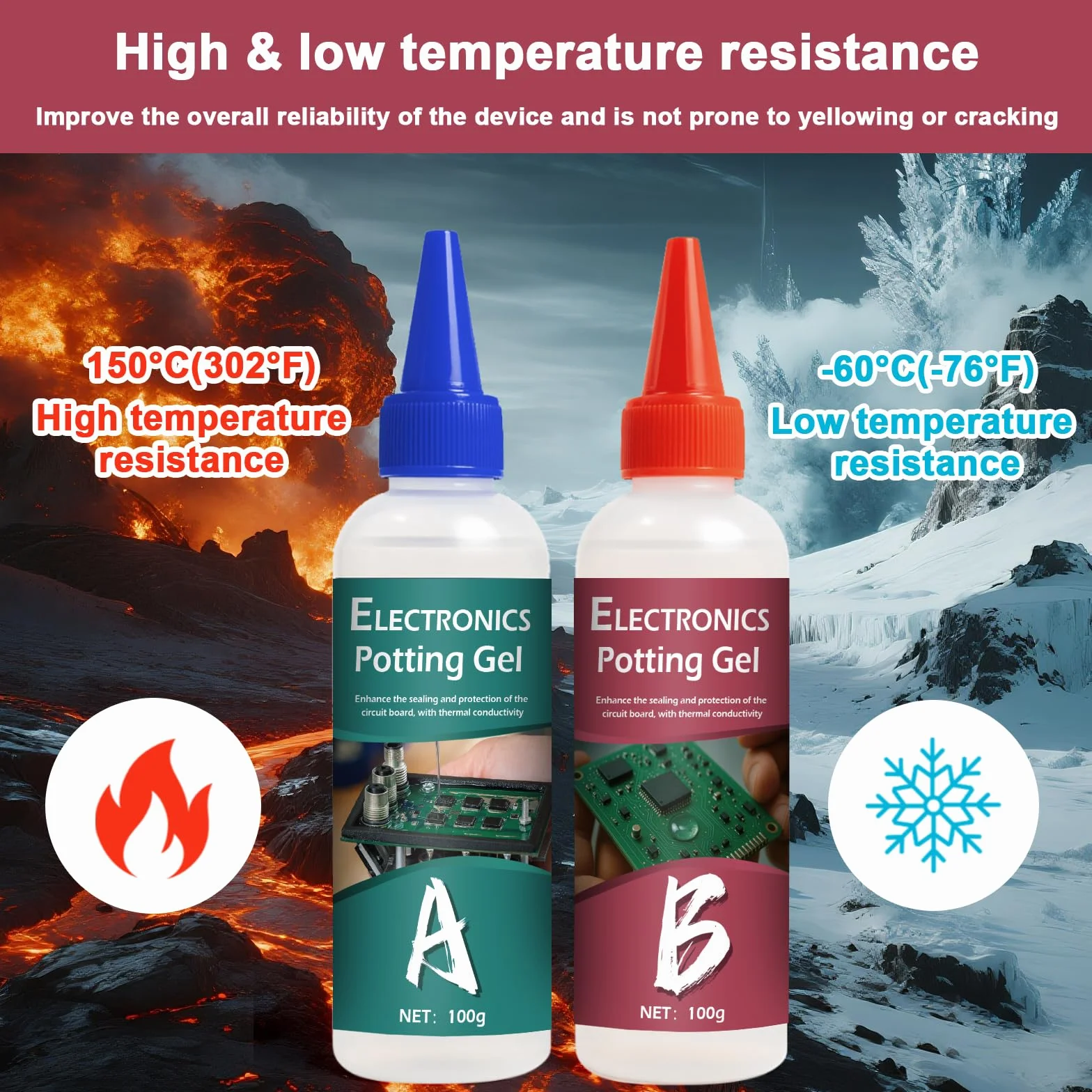 1DFAUL Set di resina per colata elettrica, 2 x 100 ml di pasta elettrocolata conduttiva termica, isolante per elettronica, protegge trasformatori e circuiti stampati da umidità, polvere e vibrazioni