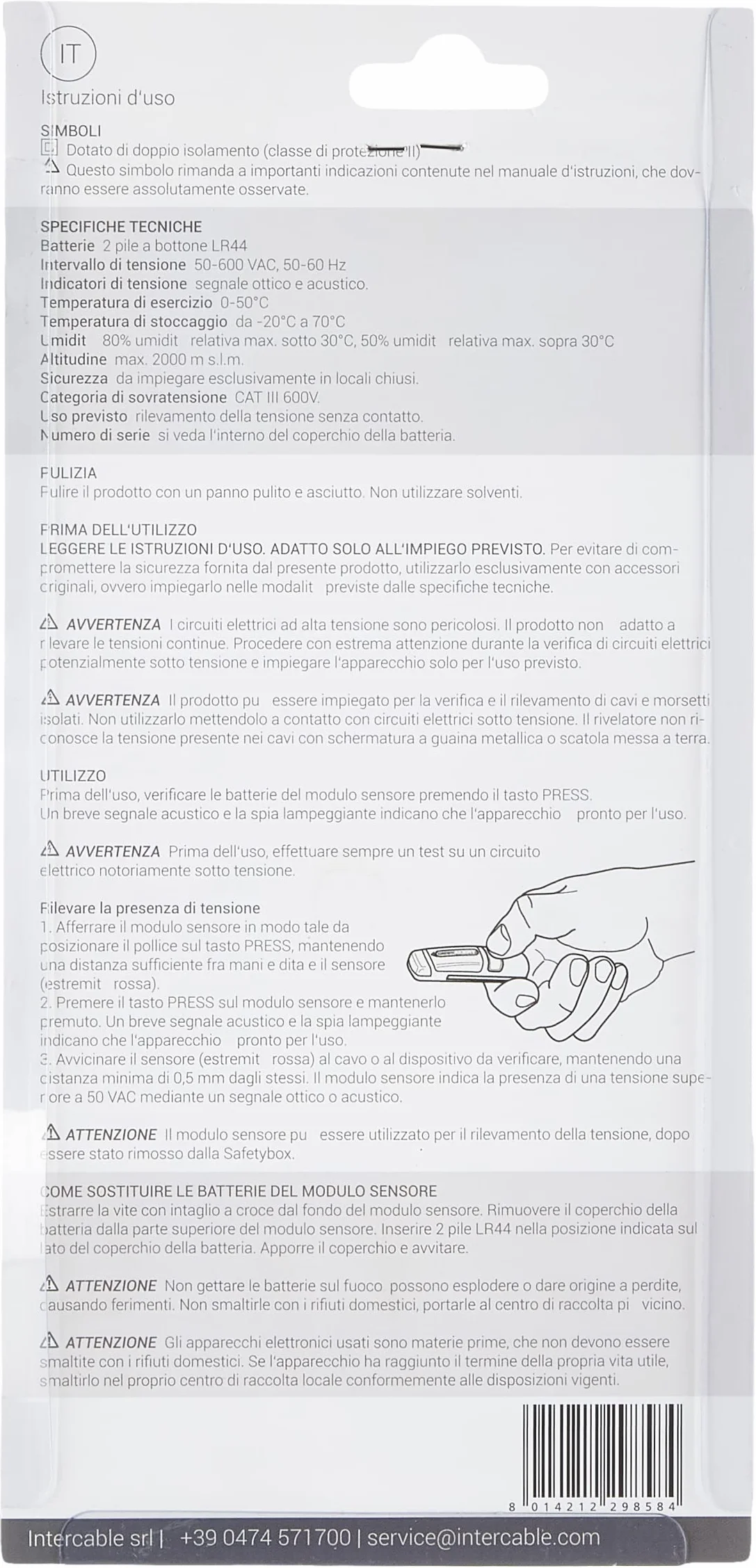 Intercable Forbice spella e tranciacavi da elettricista + Safetybox con rilevatore di tensione