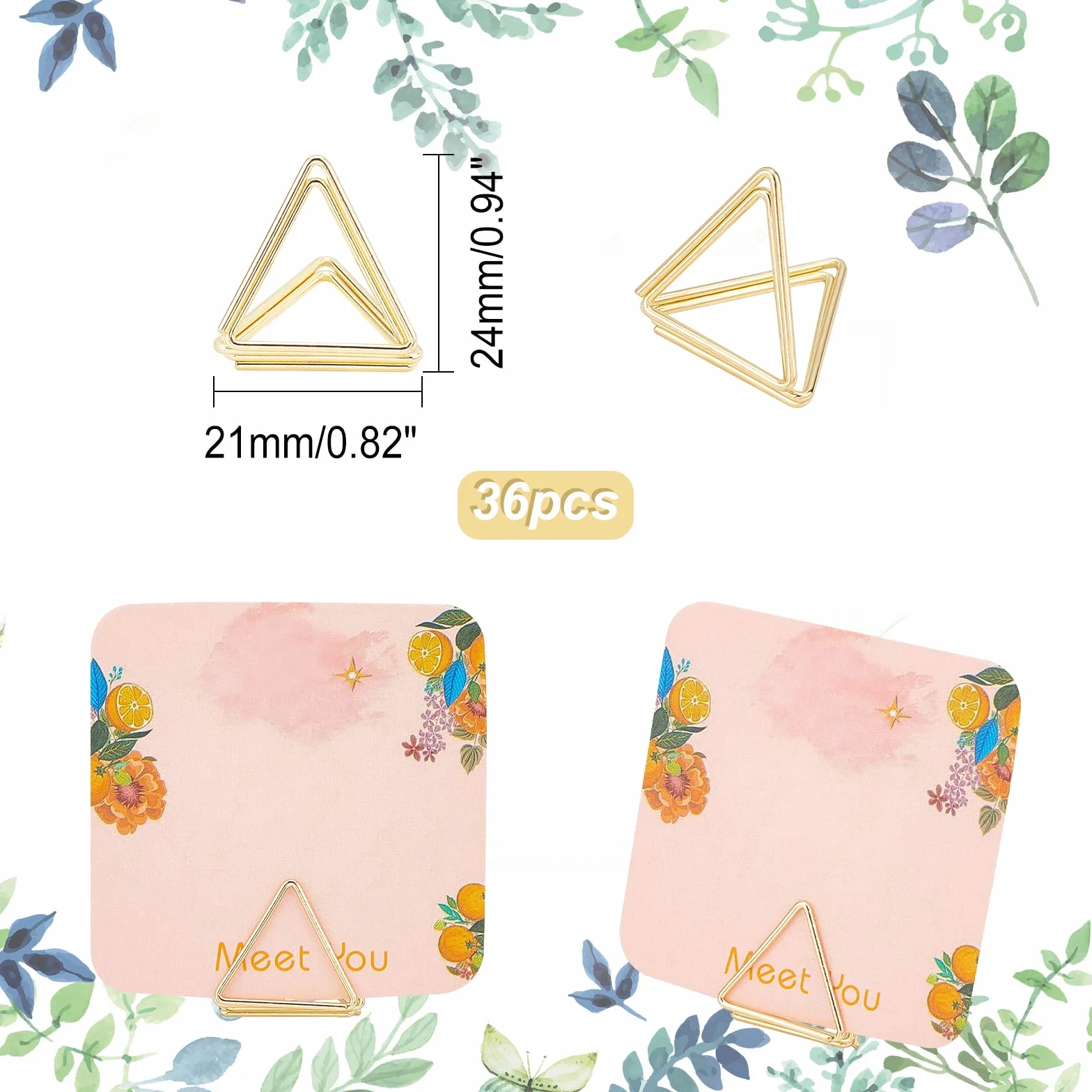 OLYCRAFT 36pz Mini Segnaposto Porta Carte Da Tavolo Carino Porta Carte A Forma di Triangolo Porta Numero Tavolo Da Matrimonio Portafoto Dorato Immagini Clip per Segnaposto Matrimoni Festa