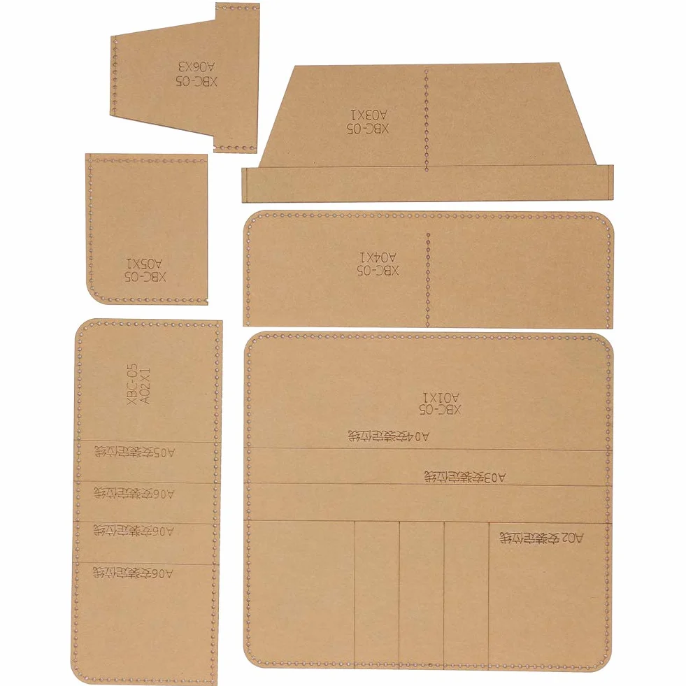 3,5 x 3,9 x 0,4 pollici Modello in pelle, Modello per portafoglio, Manuale per l'artigianato del portafoglio lungo
