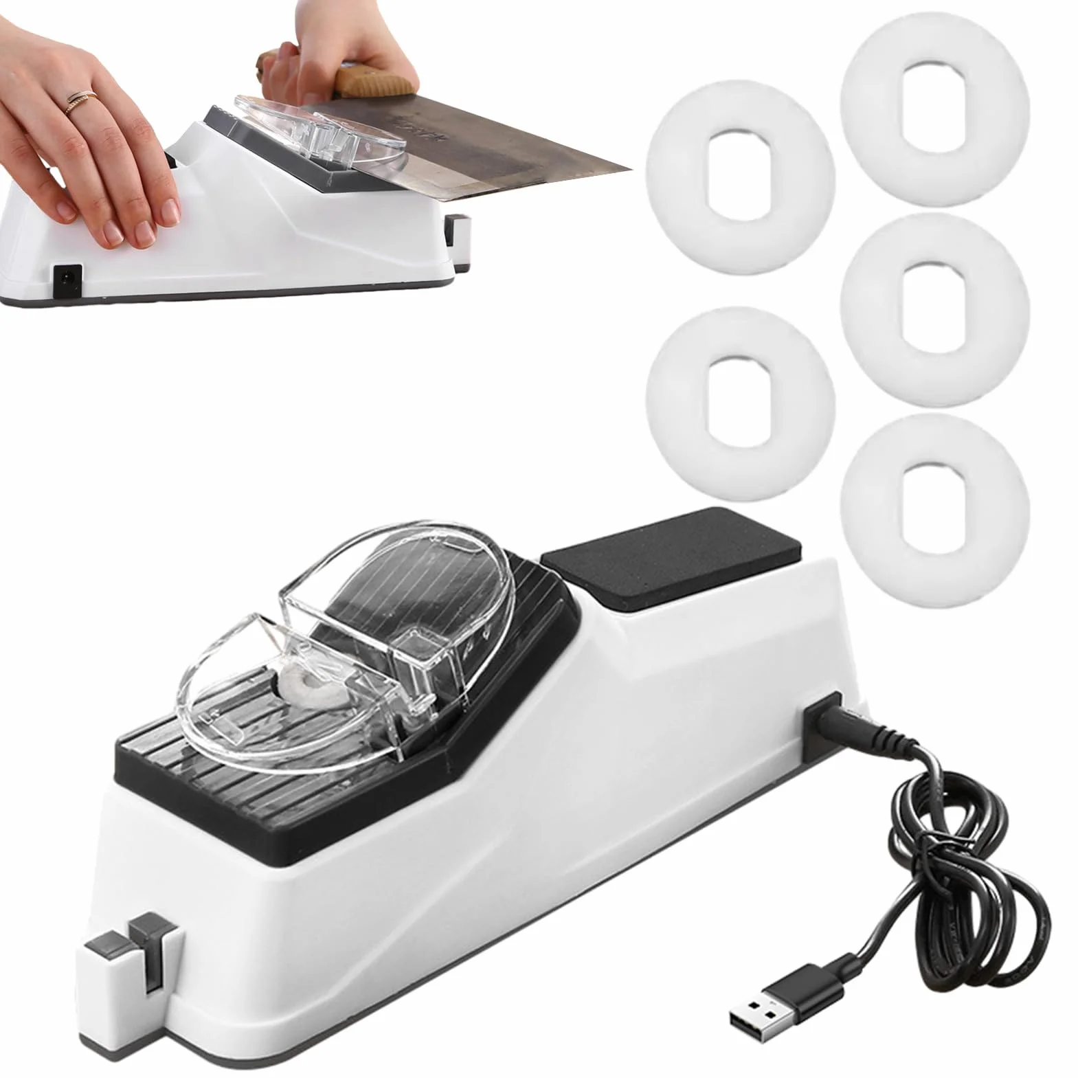 Affilatore Coltelli Elettrico Professionale 23.5x6.5x9cm Affilatore USB Per Coltelli Da Cucina Affila E Lucida In 5 Secondi Con Custodia Protettiva Ideale Per Casa E Cucina