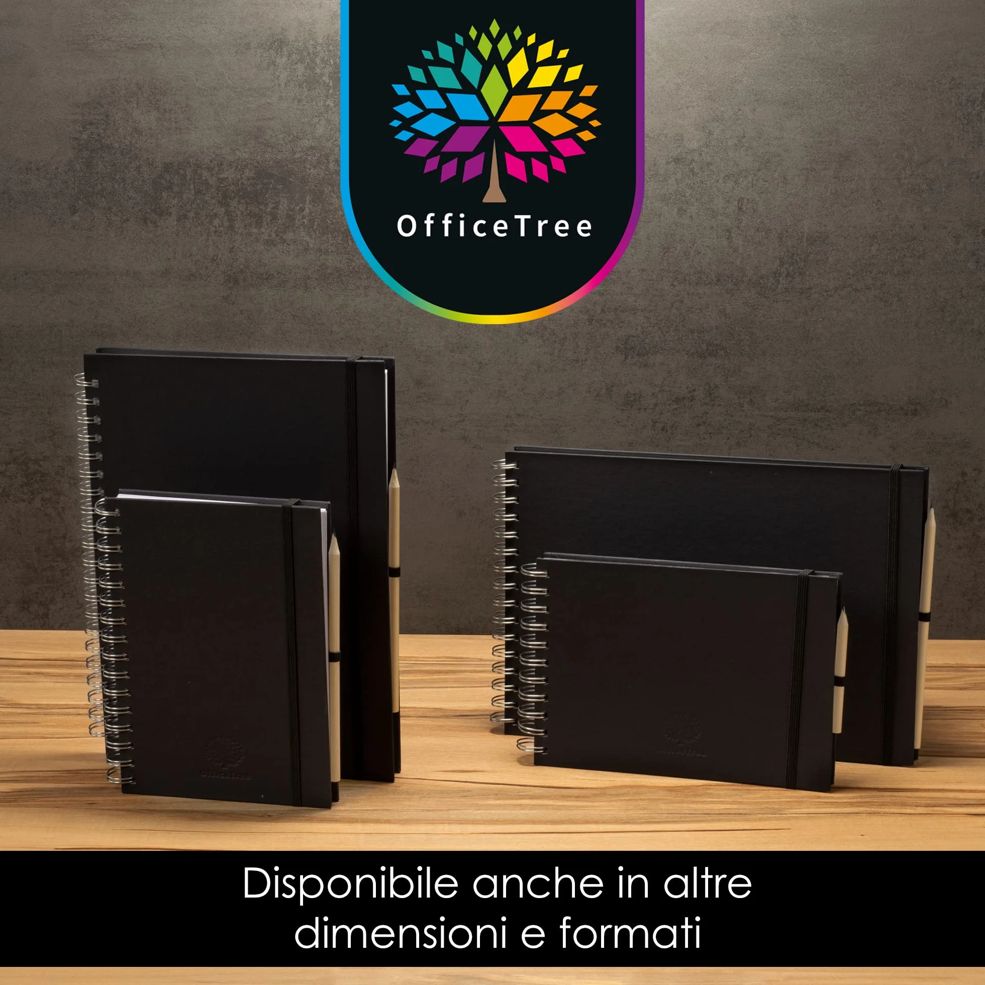 OfficeTree Taccuino per schizzi, formato A5, con rilegatura a spirale, formato verticale, 96 pagine, 48 fogli, A4, 200 g, carta bianca vergine, libretto per schizzi acquerello, matita inclusa